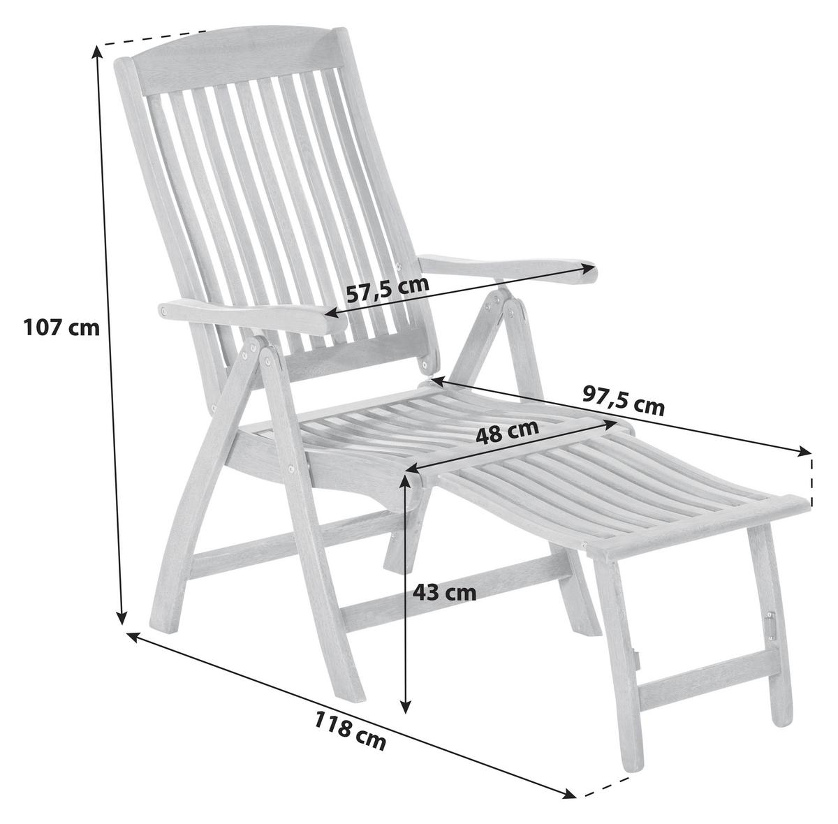 Gartensessel Klappbar Maracaibo Echtholz - Naturfarben, KONVENTIONELL, Holz (57,5/107/118cm) - Gardenson