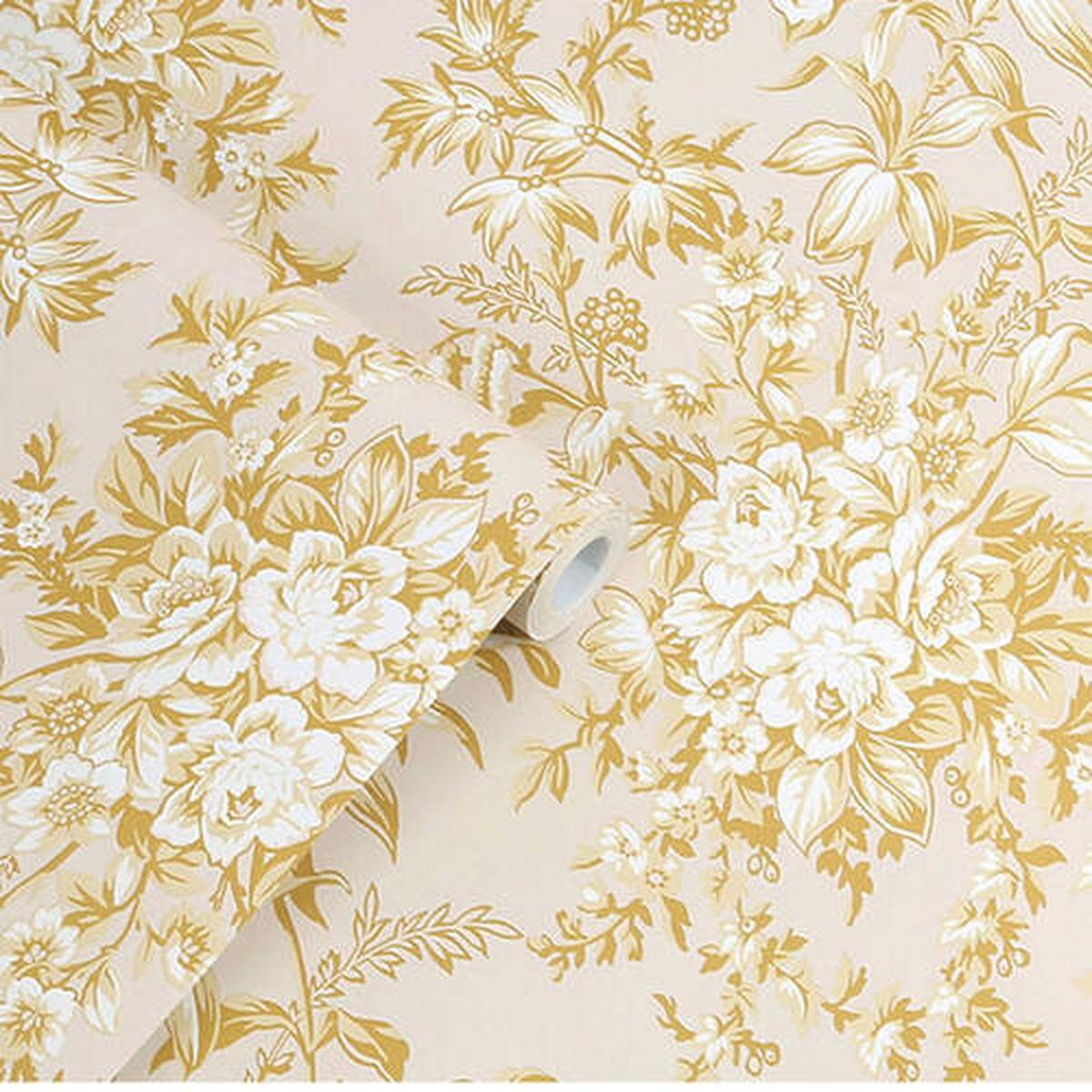 Vliestapete Picardie Pale - Goldfarben, Basics, Papier/Kunststoff (52/1000cm)