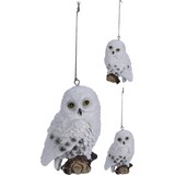 Dekoeule Schneeeule - Braun/Weiß, KONVENTIONELL, Stein (8/7/10cm)