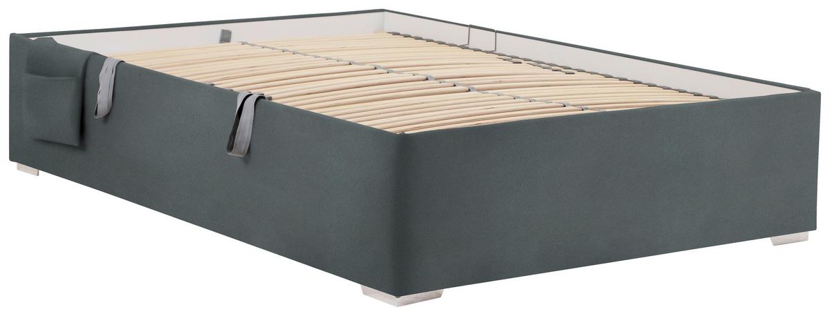 Posteľ Remi s bočnicami 120x200, poťah grafitový - prírodná farba/grafitová, Konventionell, drevo/textil (120/200cm)