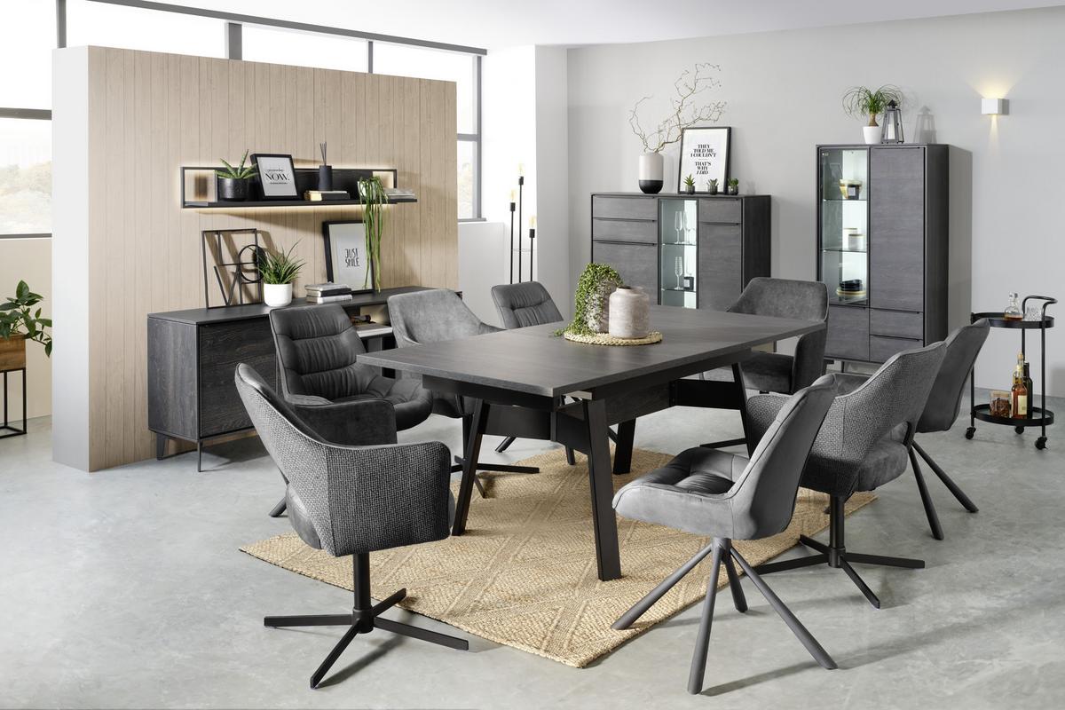 VITRÍNA AARHUS - černá/antracitová, Moderní, kov/kompozitní dřevo (73/159/40cm) - Premium Living