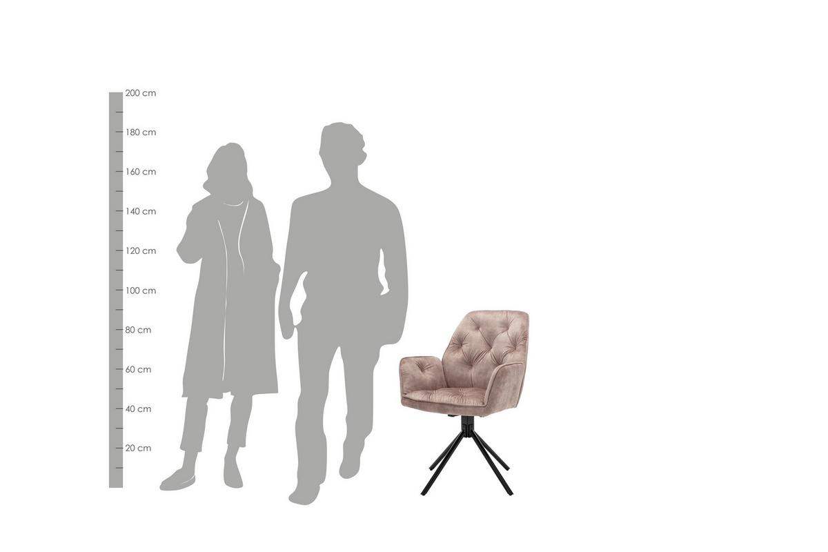 Esszimmerstuhl Sarina Beige/ Schwarz Gepolstert 2-Er Set - Beige/Schwarz, Basics, Textil/Metall (59,9/89/62cm) - MID.YOU