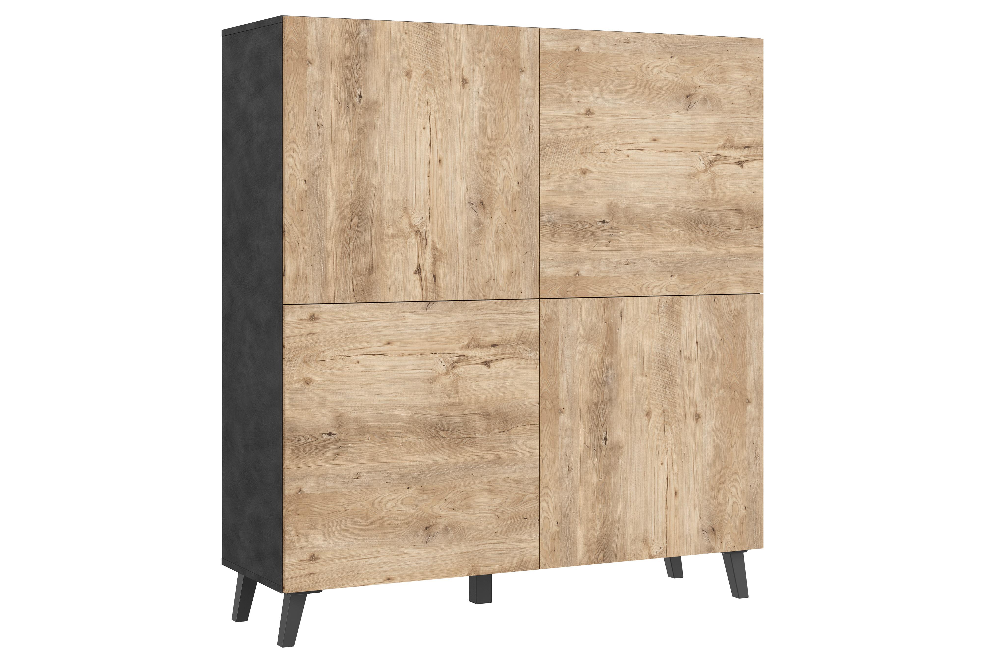 Highboard Phuket 120 Anthrazit, Kastanie B: 120 Cm - Kastanieneichefarben/Anthrazit, Design, Holzwerkstoff (120/128/39cm) - Livetastic