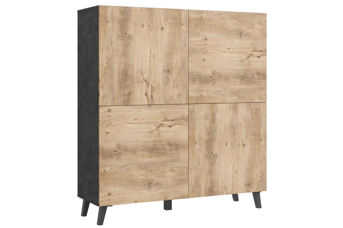 Highboard Phuket 120 Anthrazit, Kastanie B: 120 Cm - Kastanieneichefarben/Anthrazit, Design, Holzwerkstoff (120/128/39cm) - Livetastic