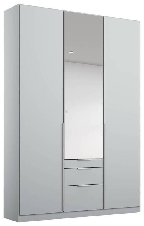 Drehtürenschrank Mit Spiegel + Laden 136cm Alabama Seidengrau - Silberfarben/Hellgrau, MODERN, Holzwerkstoff (136/229/54cm)