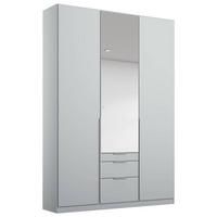 Drehtürenschrank Mit Spiegel + Laden 136cm Alabama Seidengrau - Silberfarben/Hellgrau, MODERN, Holzwerkstoff (136/229/54cm)