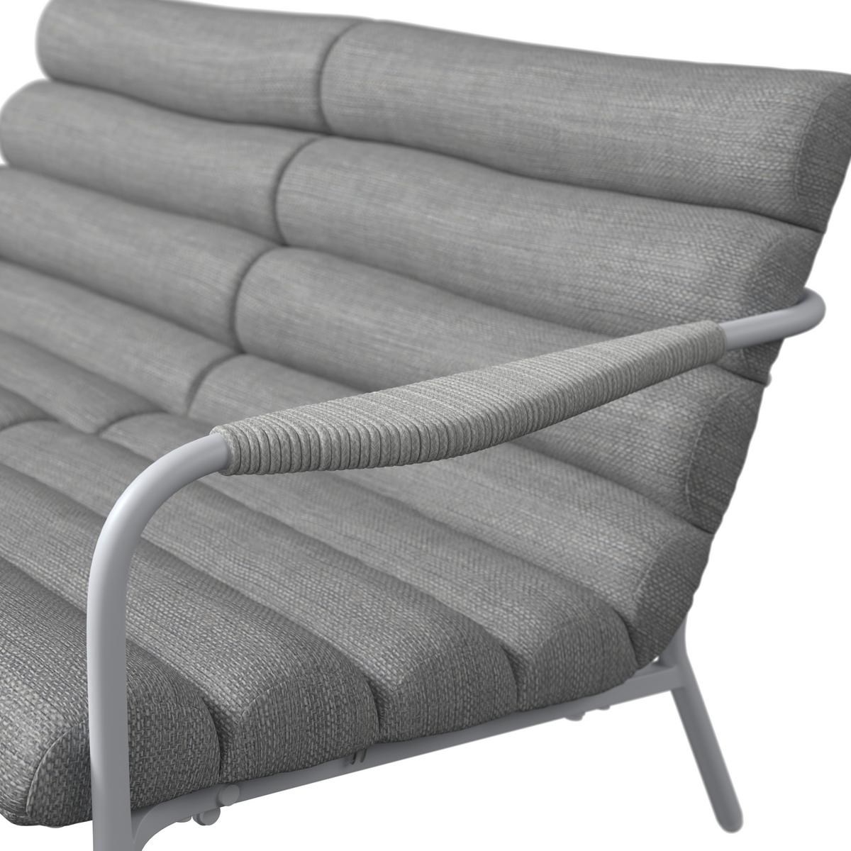 LOUNGEGARNITUR VISBY - Hellgrau/Weiß, MODERN, Textil/Metall (138/73/82.5cm) - Beldano