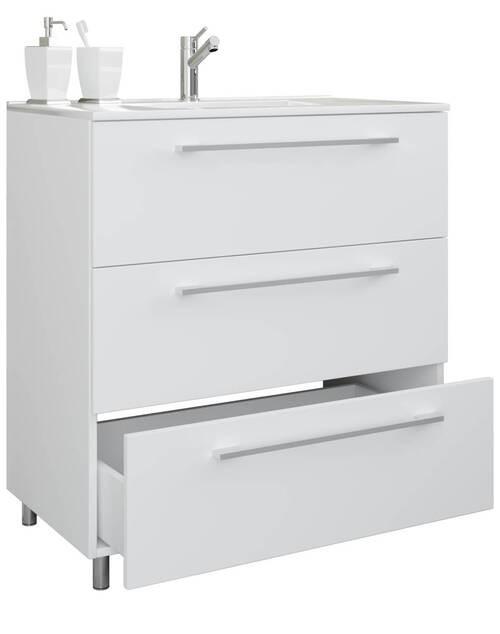 Waschtischkombi Schubo Weiß B: 60 cm - Alufarben/Weiß, MODERN, Keramik/Holzwerkstoff (60cm) - MID.YOU