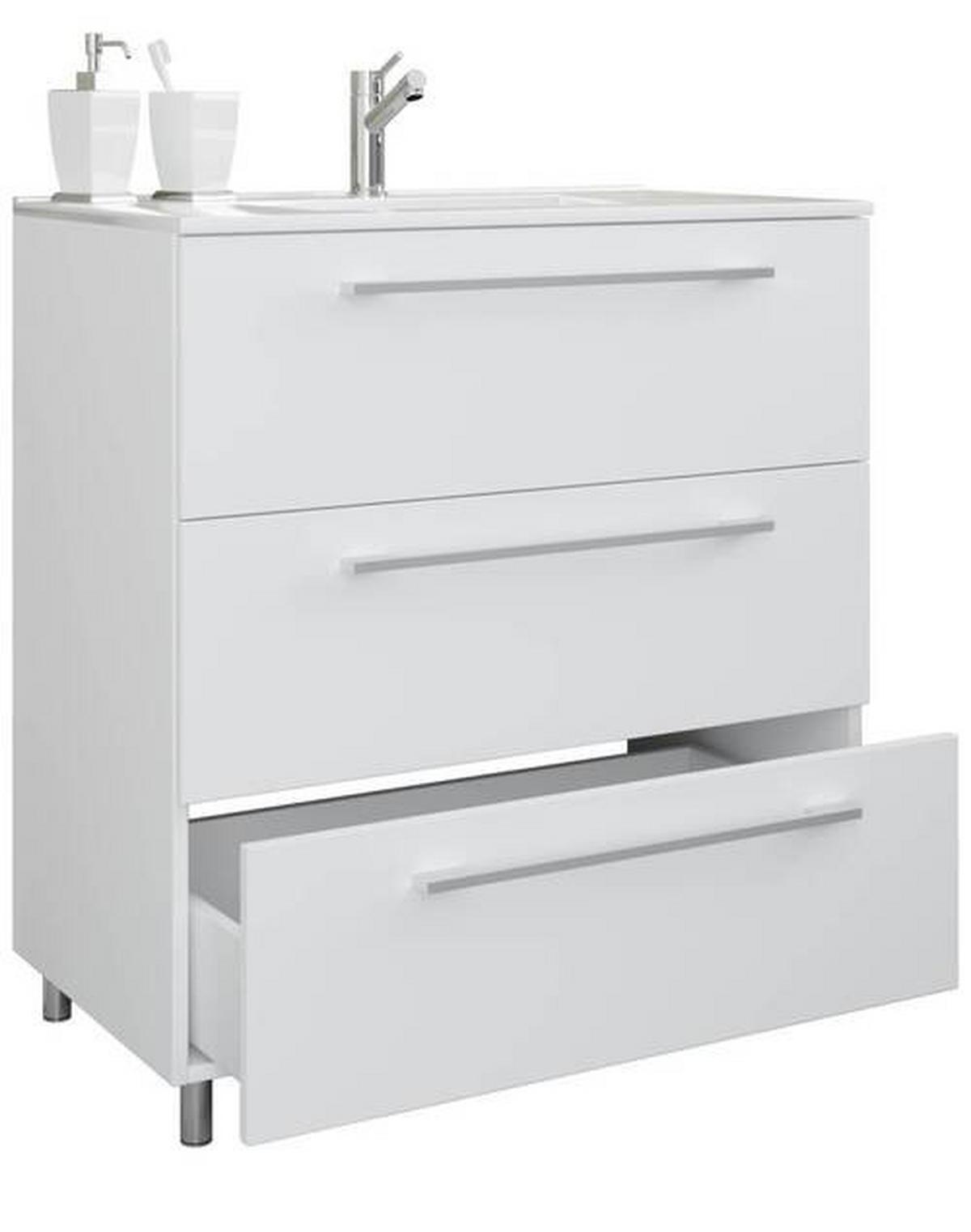 Waschtischkombi Schubo Weiß B: 60 cm - Alufarben/Weiß, MODERN, Keramik/Holzwerkstoff (60cm) - MID.YOU