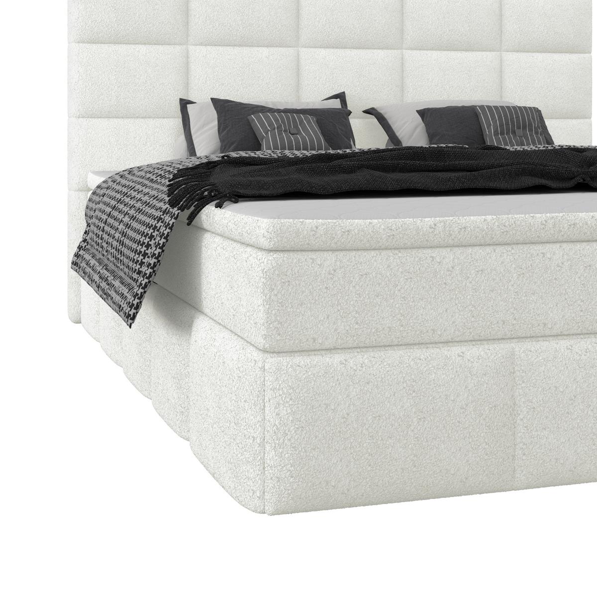 Polsterbett Alba Boucle Weiß, 180x200 Cm - Schwarz/Weiß, Trend, Textil (180/200cm)