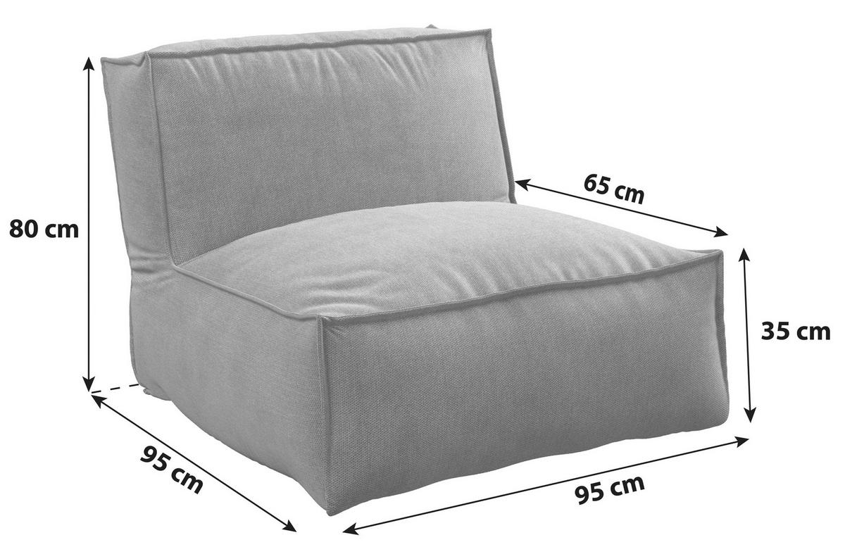 LOUNGESOFA XXL - Grau, MODERN, Textil (95/80/95cm) - Beldano