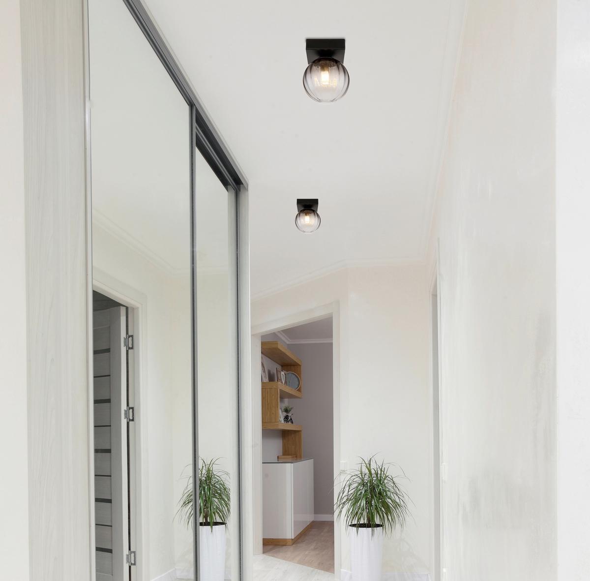 Wandleuchte 15216-1 - Klar/Schwarz, Design, Glas/Metall (12/15cm) - Globo