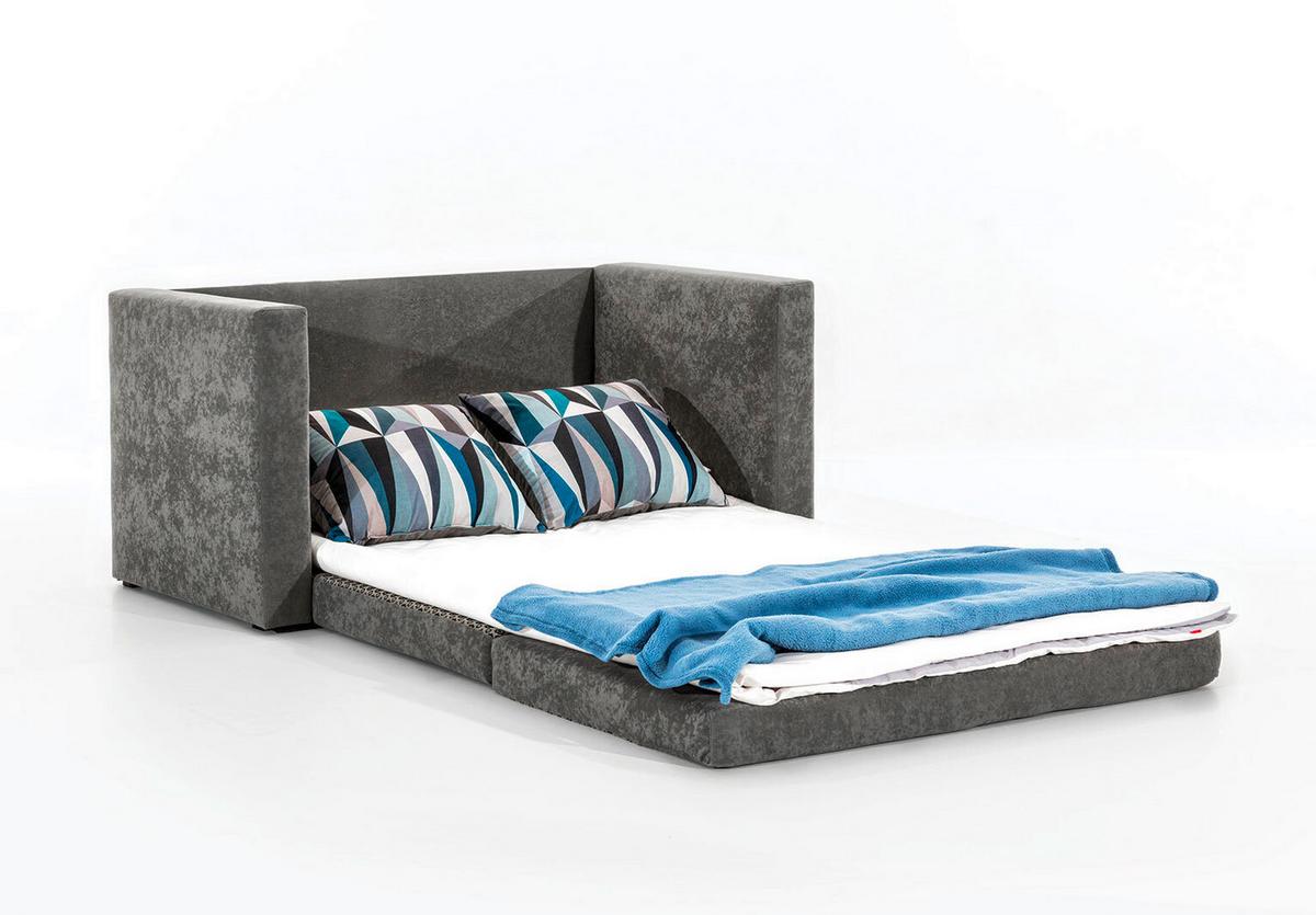 Schlafsofa Neva Blaugrau, B: 132 Cm - Blaugrau/Schwarz, Design, Textil (132/62/70cm) - MID.YOU