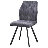 Vierfußstuhl Johanna Bezug Webstoff Grau - Schwarz/Grau, MODERN, Textil/Metall (46/90/60cm)