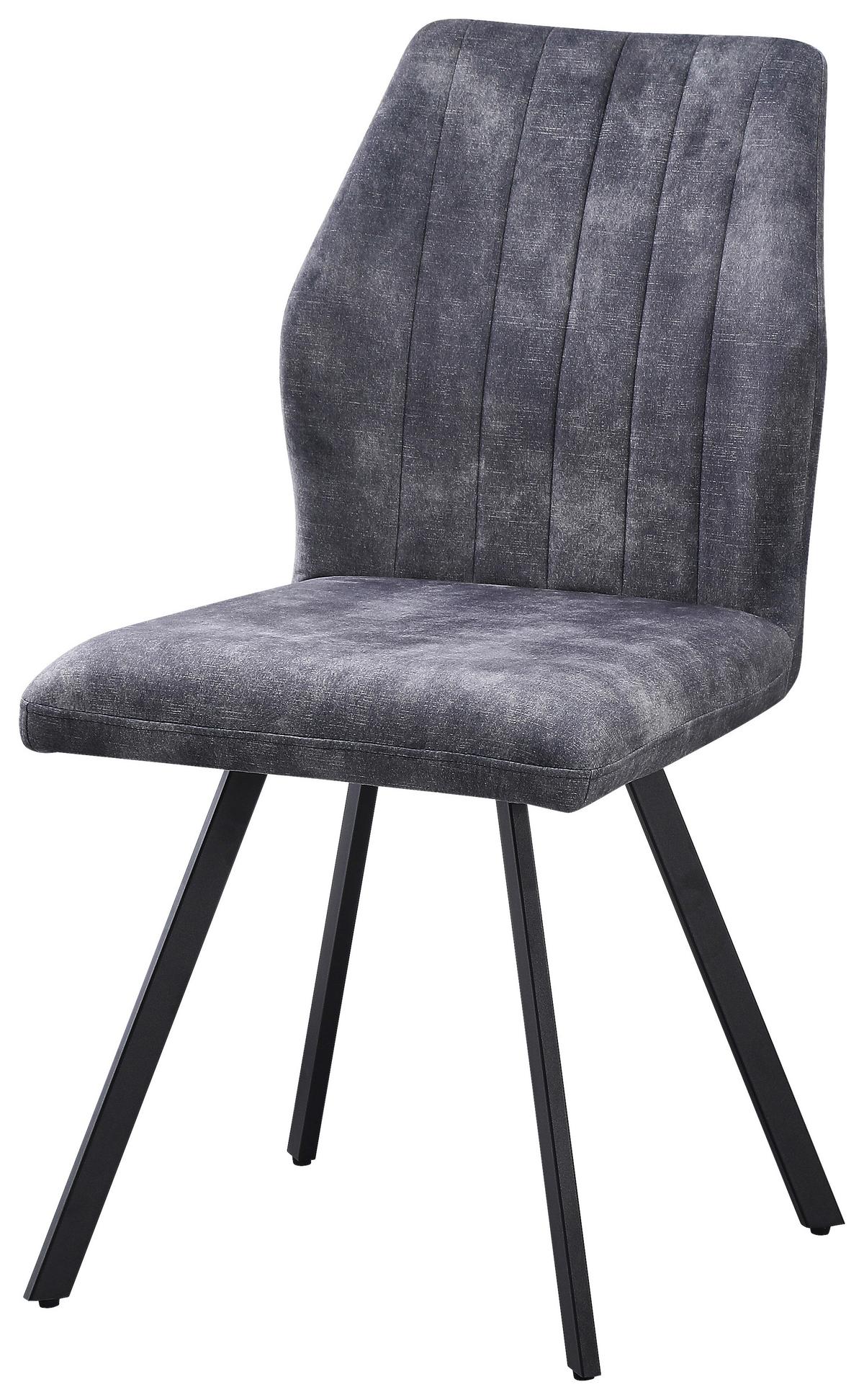 Vierfußstuhl Johanna Bezug Webstoff Grau - Schwarz/Grau, MODERN, Textil/Metall (46/90/60cm)