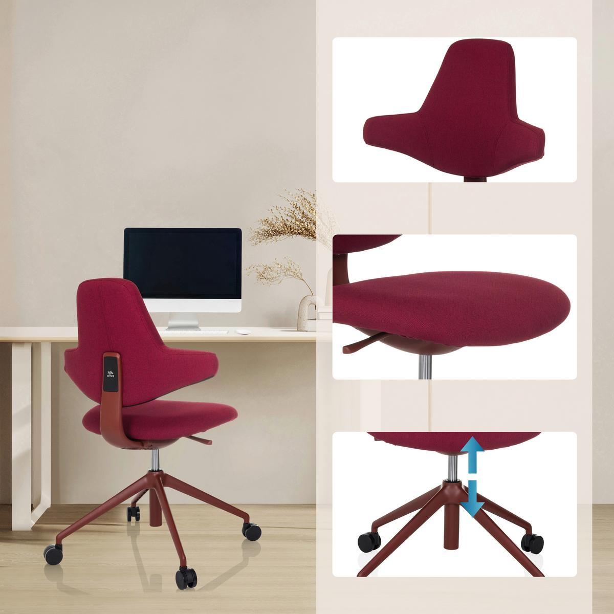 Drehstuhl Paliano Rot B: 58 cm - Rot, MODERN, Kunststoff/Textil (58/87 - 97/57cm) - MID.YOU