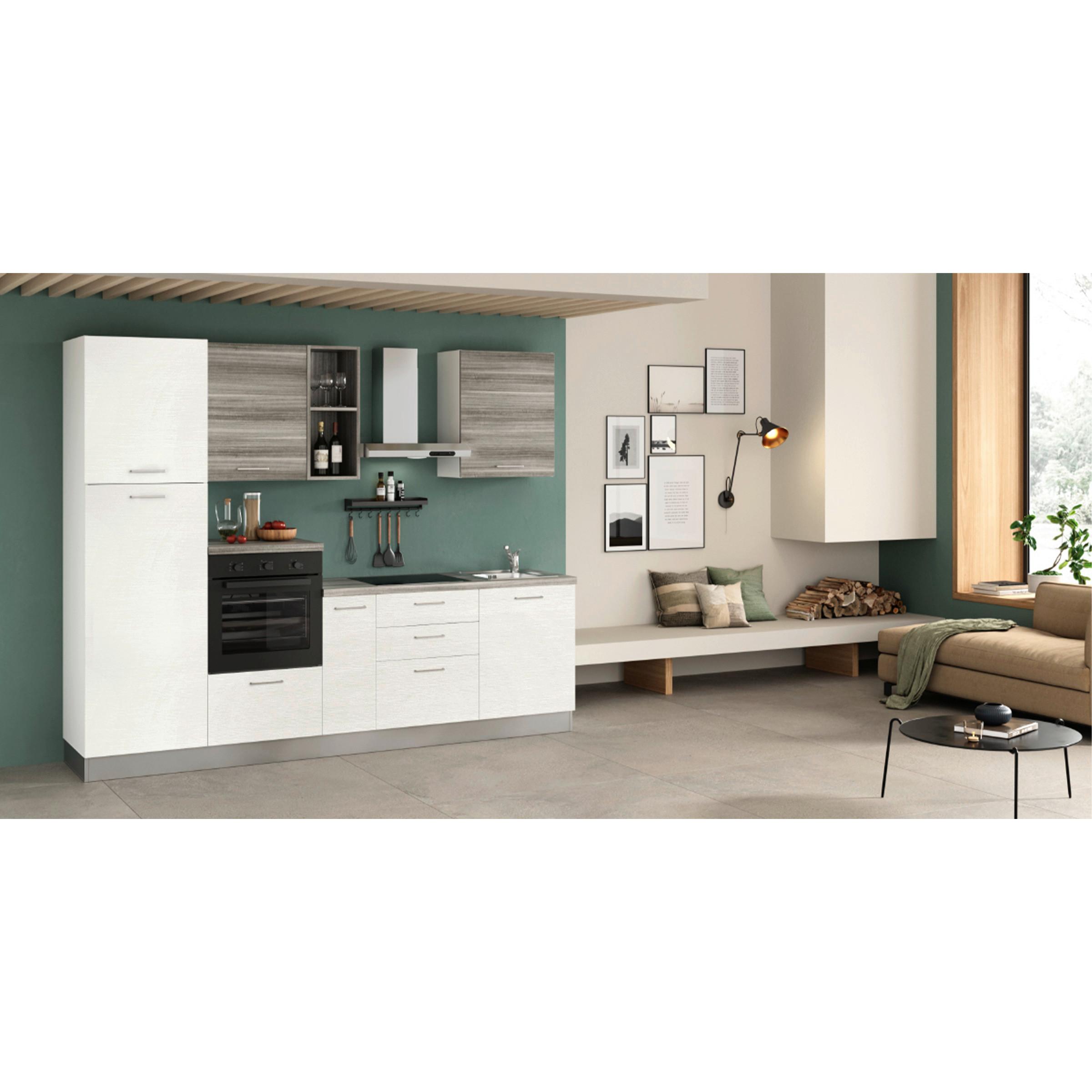 Küchenzeile Talia mit Geräte 270 cm Grau/Weiß