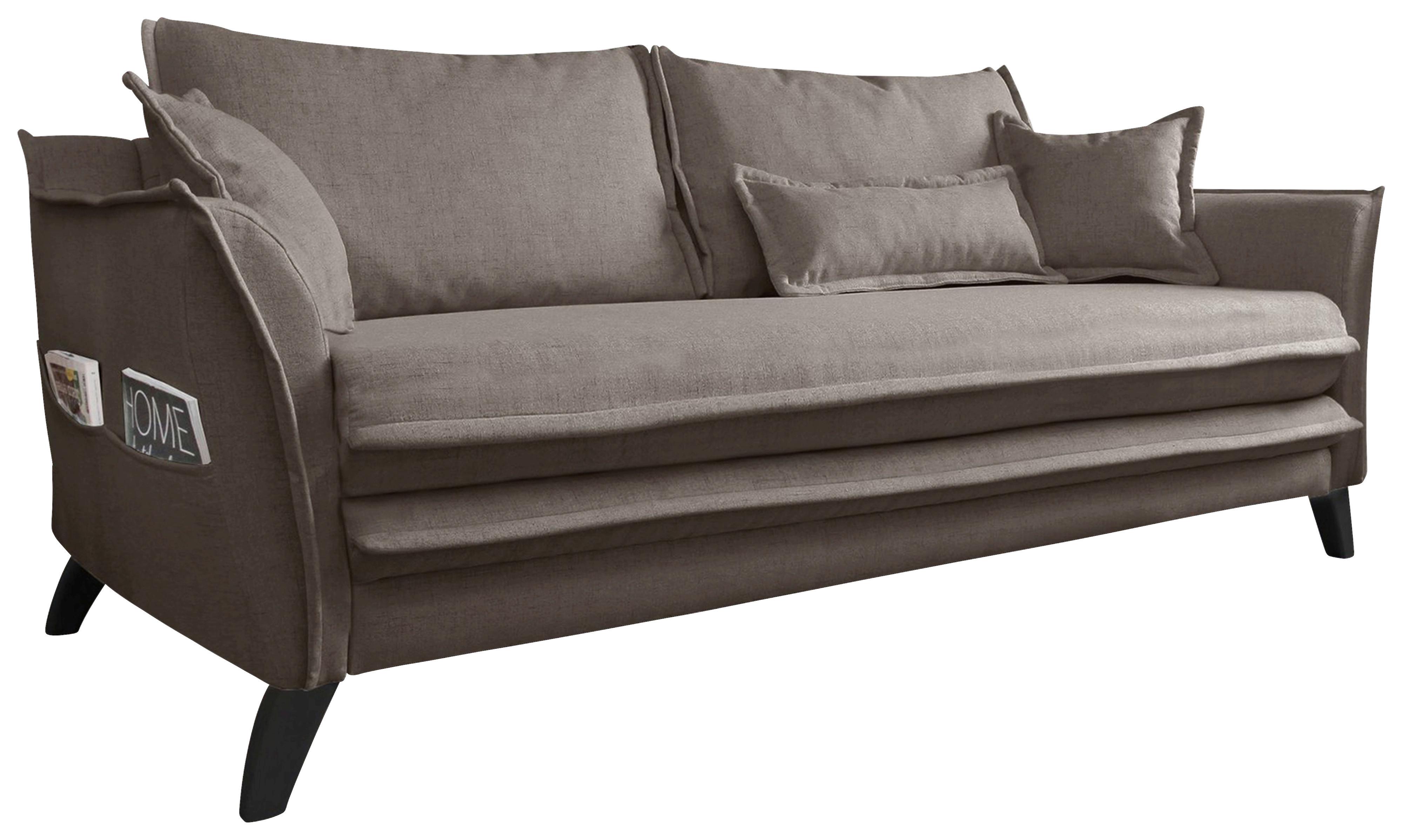 Dreisitzer-Sofa mit Kissen Charming Charlie, Webstoff - Hellbraun/Schwarz, Basics, Textil (180/85/90cm) - MID.YOU