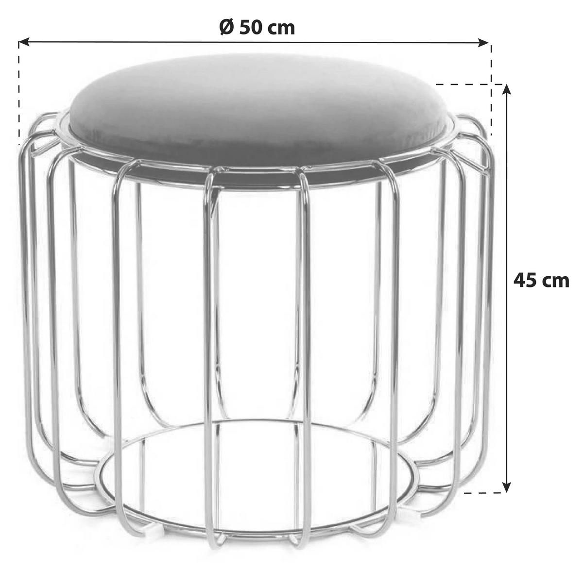 Beistelltisch/pouf 2 In 1 Comfortable Rosé/hellviolett - Grau/Kupferfarben, Basics, Glas/Holzwerkstoff (50/50/45cm) - Kayoom