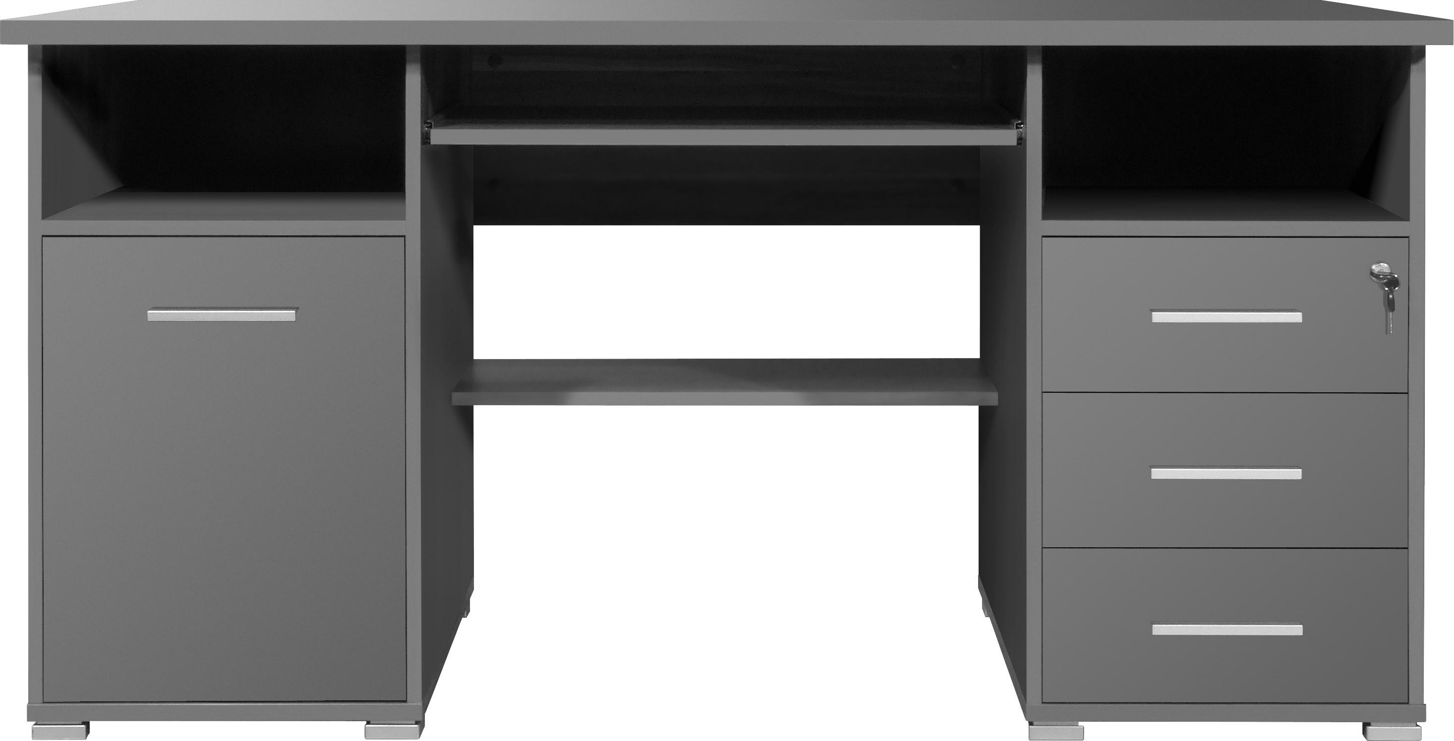 Schreibtisch mit Stauraum B: 145 H: 75 cm, Anthrazit - Anthrazit, Design, Holzwerkstoff (145/70/75cm) - Germania