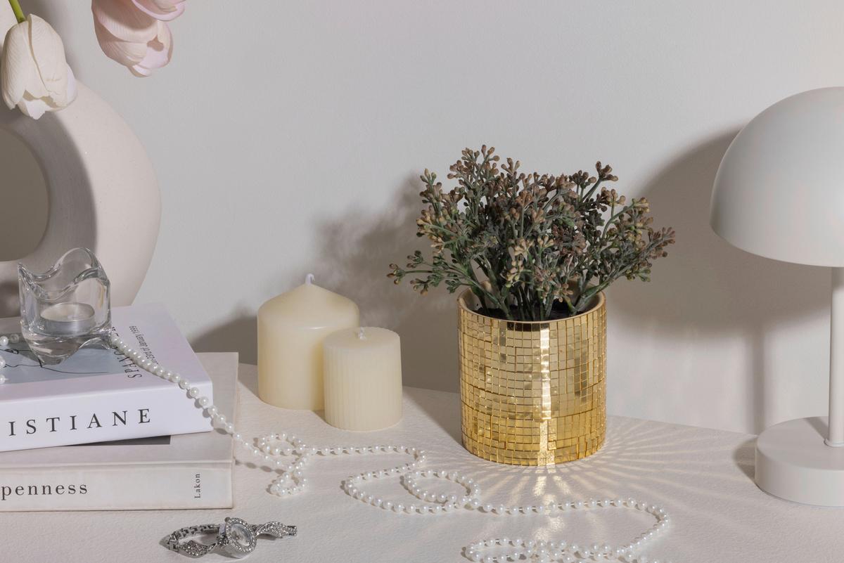 Kunstpflanze Elli - Rotbraun/Hellgelb, KONVENTIONELL, Glas/Keramik (16/20cm) - Luca Bessoni