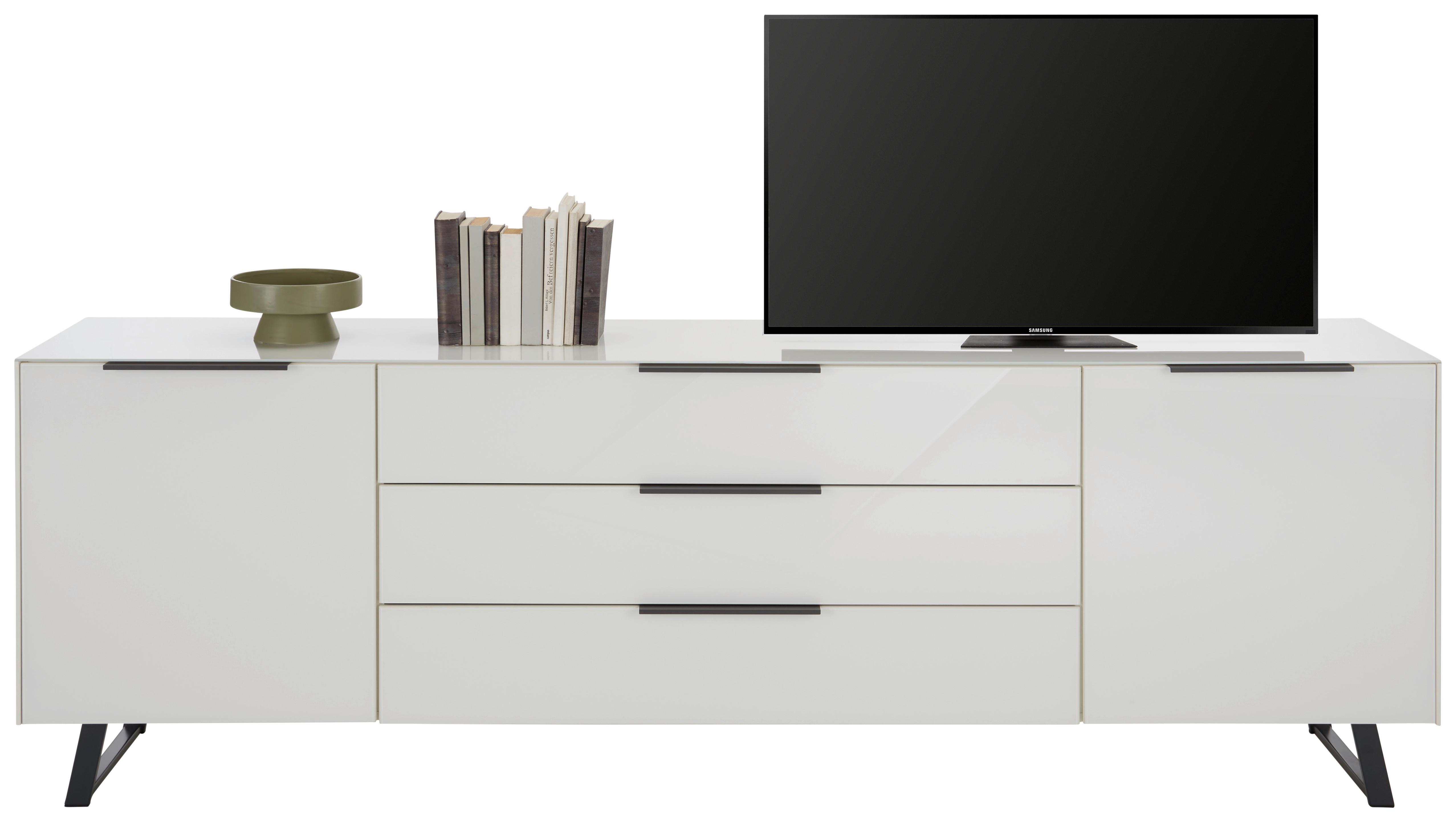Nízka Komoda Max Box, Biela - čierna/biela, Moderný, kov/kompozitné drevo (235/63/45cm) - Premium Living