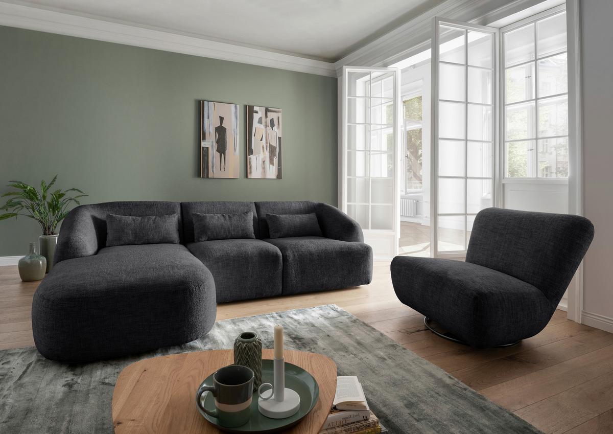 Ecksofa Caponi, Scwarz S: 160x256 Cm - Schwarz, MODERN, Textil (160/256cm) - Livetastic