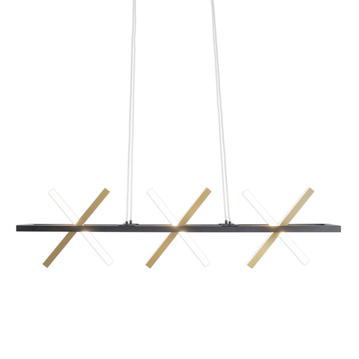 Led-hängeleuchte Cadice H: 132 Cm Schwarz/goldfarben - Goldfarben/Schwarz, Design, Kunststoff/Metall (100/54/132cm) - Näve