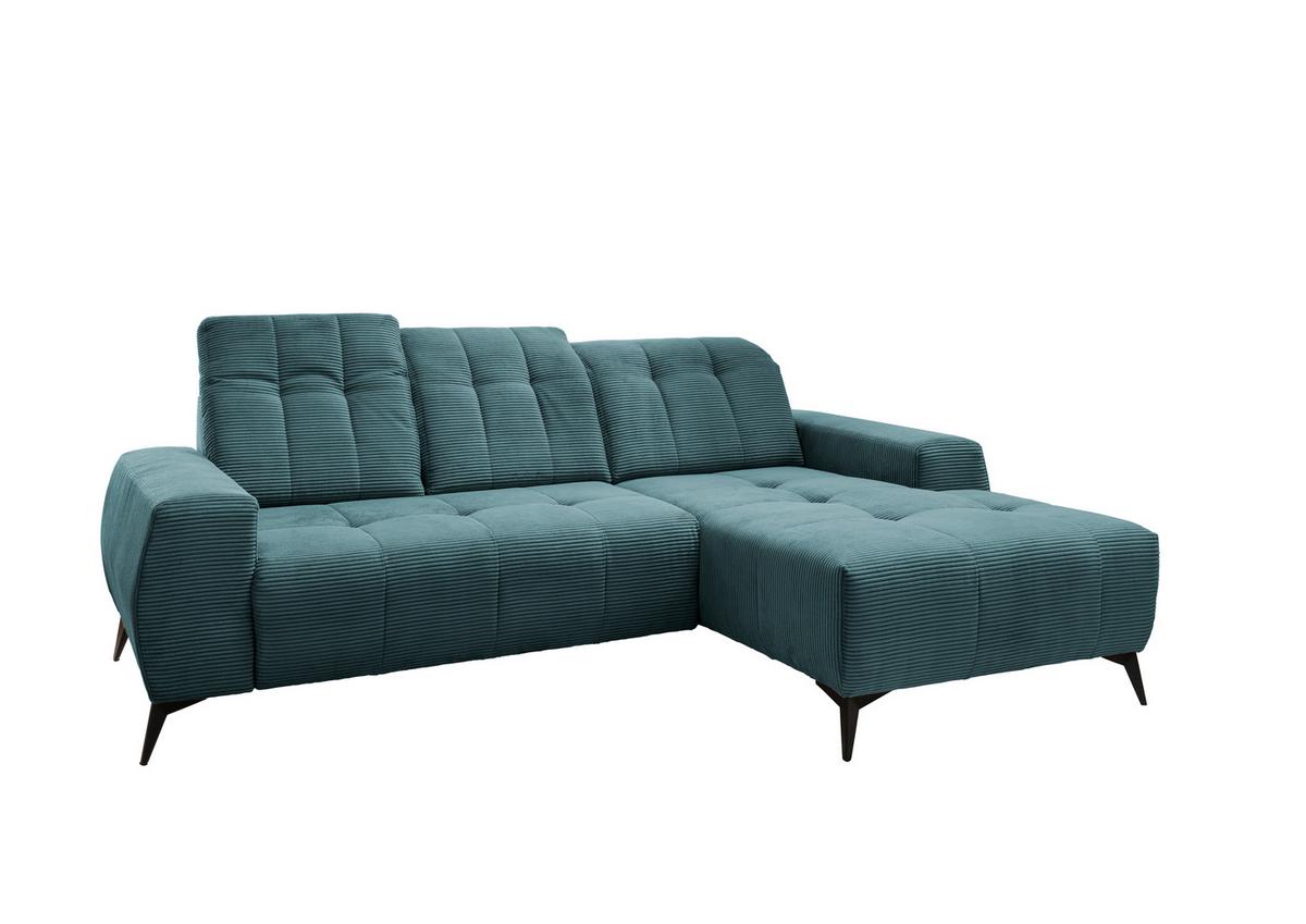 Ecksofa Mit Usb Anschluss Sano, Petrol, S: 258x180 Cm - Petrol/Schwarz, MODERN, Textil (258/180cm) - Livetastic