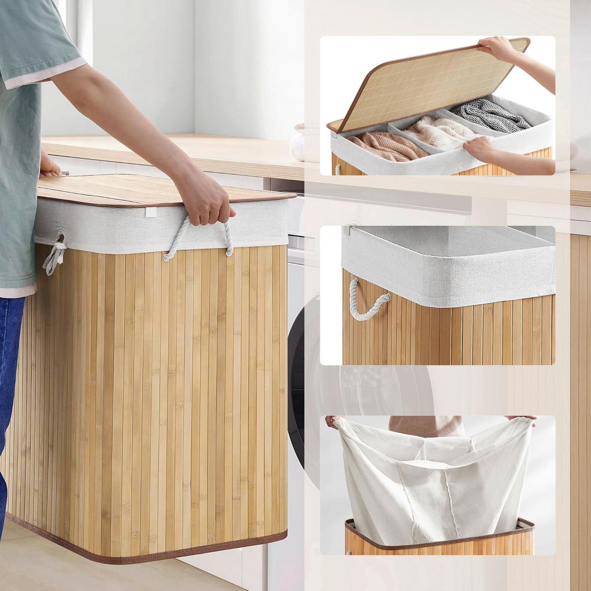 WÄSCHEKORB Falster Braun B: 60cm - Braun, MODERN, Holz/Textil (60/62,5/40cm) - MID.YOU