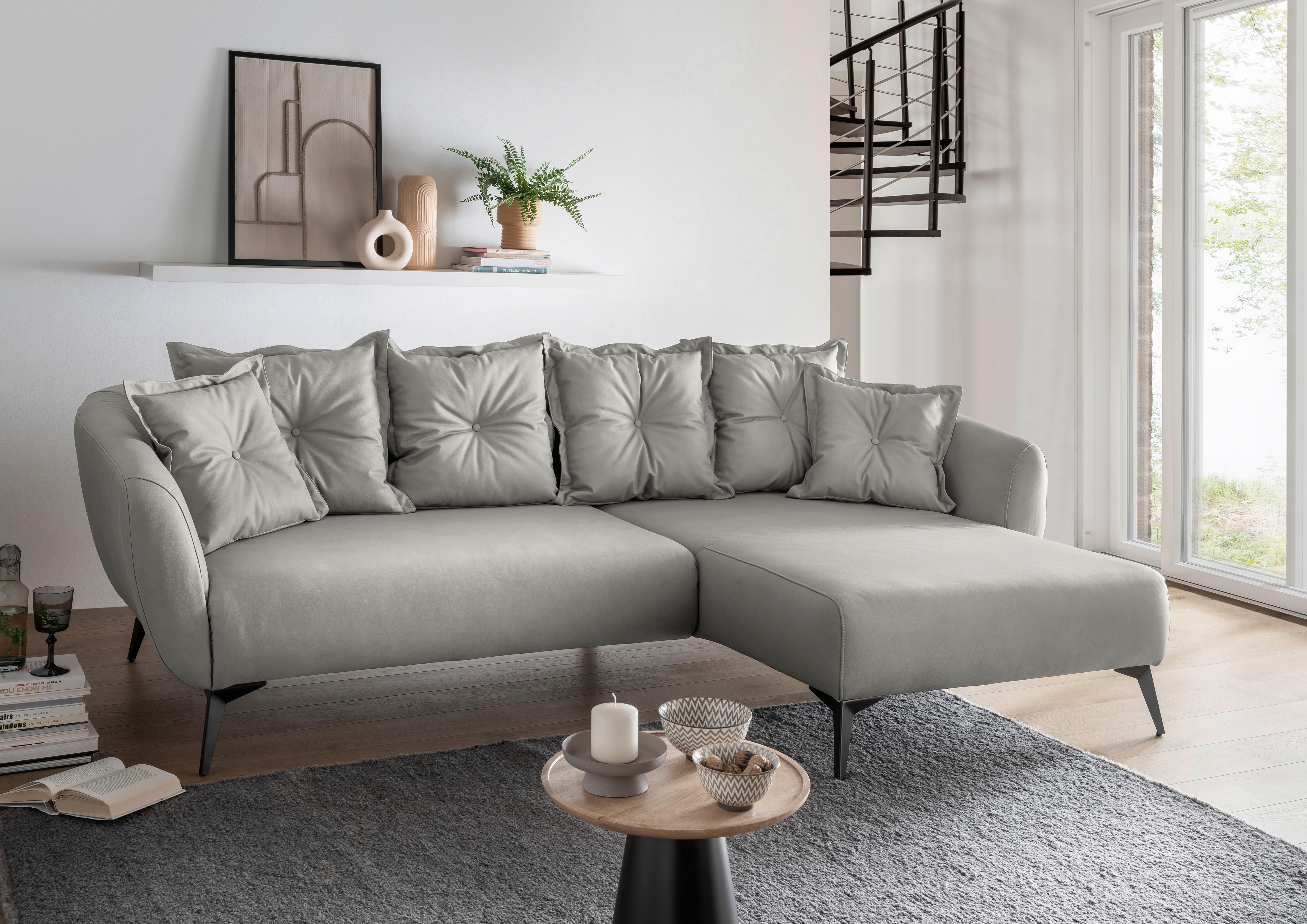 Ecksofa Baggio Grau S: 277x162 cm - Schwarz/Grau, MODERN, Textil (277/162cm) - Livetastic