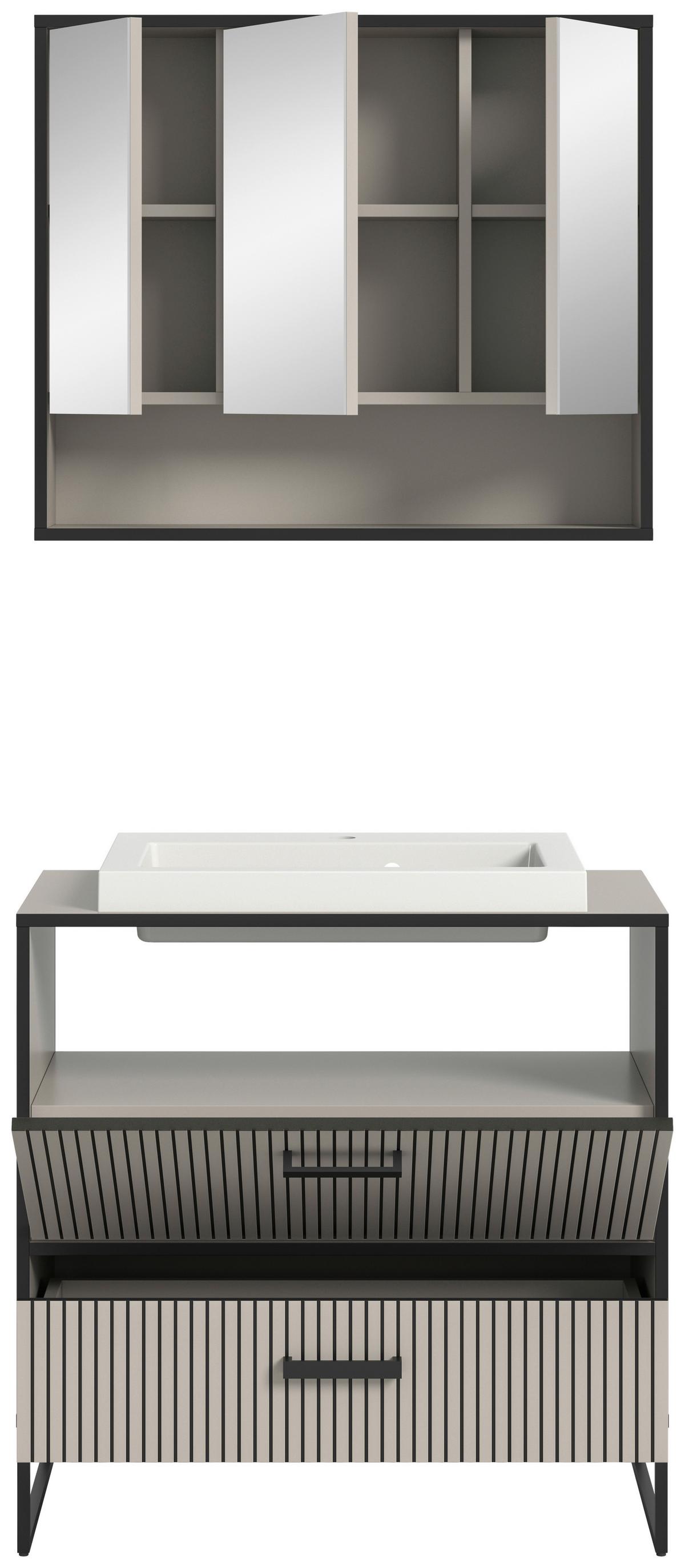 Badezimmer Bagno Schwarz/kaschmir B: 80cm - Kaschmir/Schwarz, MODERN, Holzwerkstoff (80cm) - MID.YOU