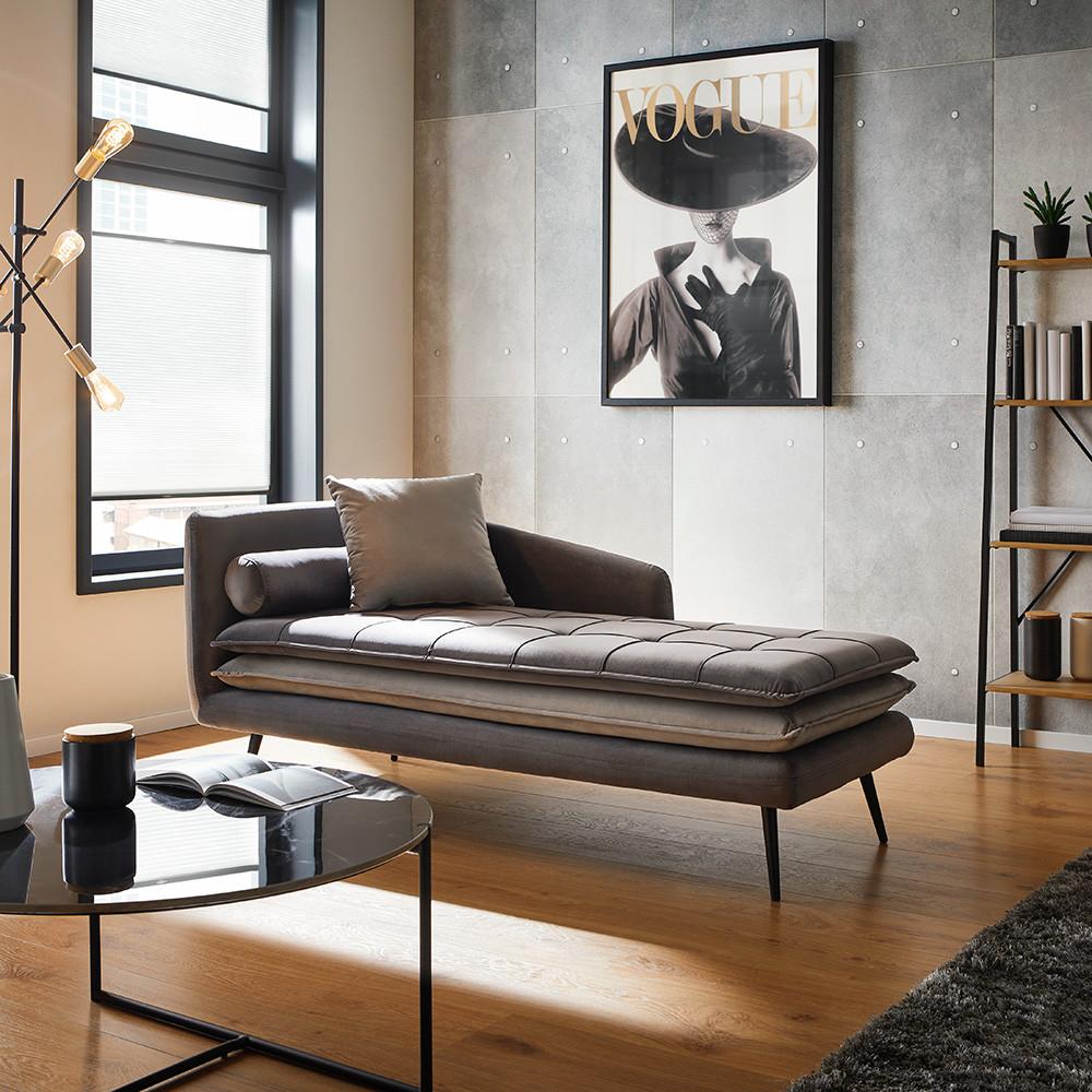 Stylová pohovka Emilia, sametový potah, šedá - šedá/černá, Moderní, kov/dřevo (75/73/162cm) - Bessagi Home
