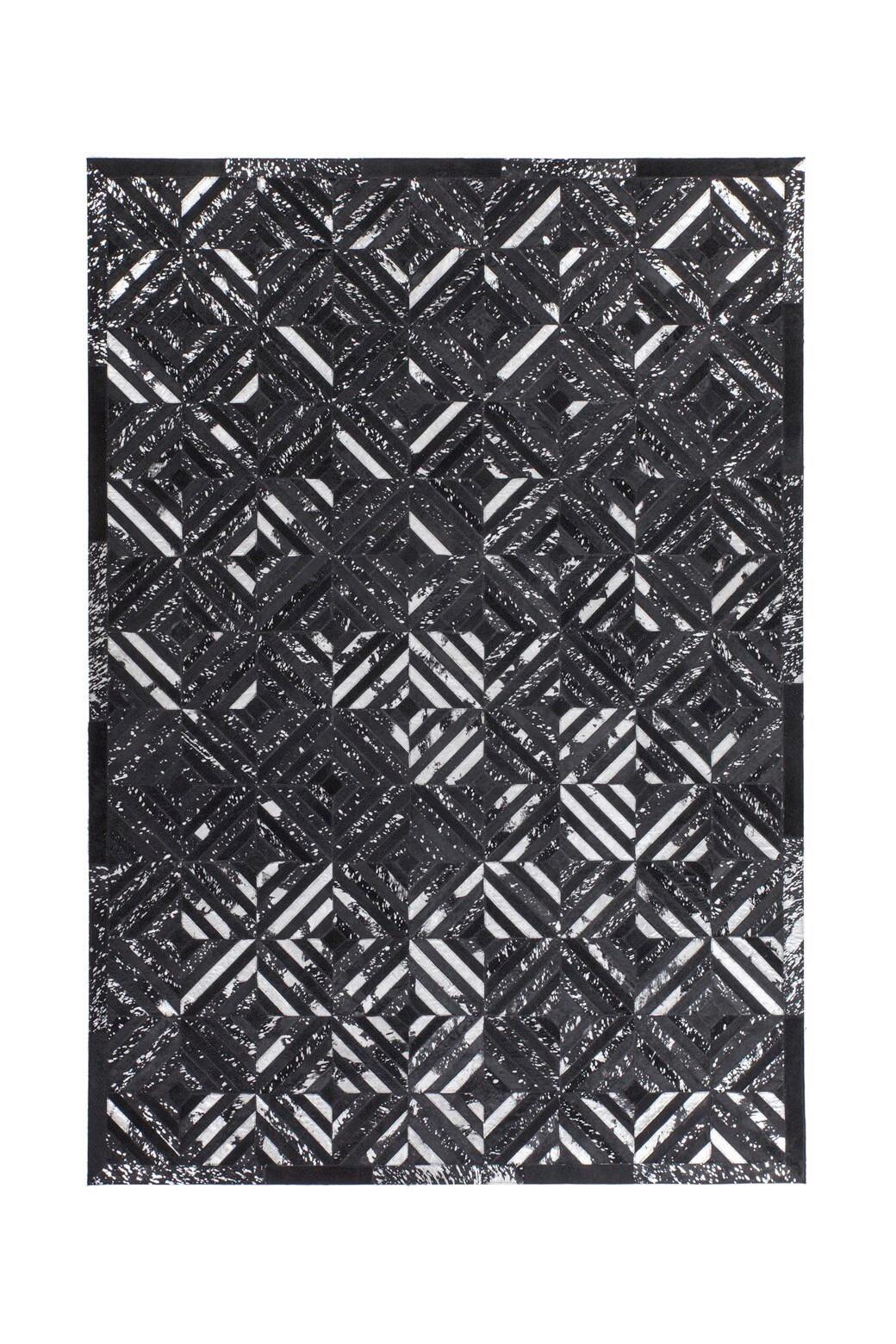 Flachwebteppich, 80x150 cm SPARK 410 SCHWARZ / SILBER - Silberfarben/Schwarz, Basics, Leder (80/150cm) - Novel