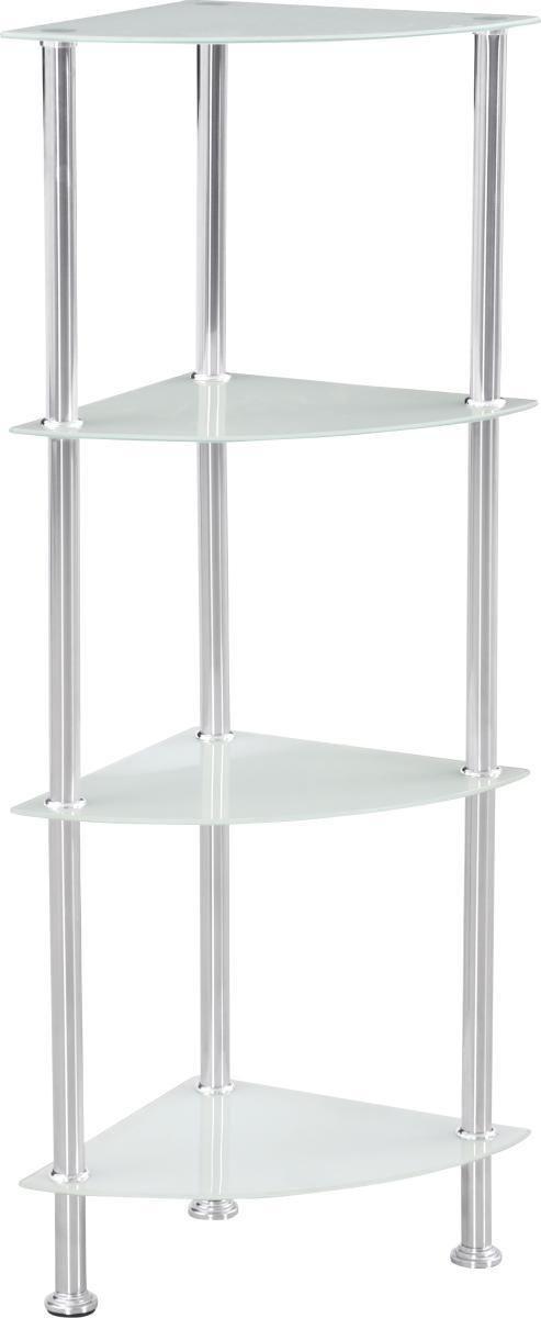 Eckregal Mit Glasfächern Glare B 30cm, Edelstahl/weiß - Edelstahlfarben/Weiß, MODERN, Glas/Metall (30/99/30cm) - Luca Bessoni