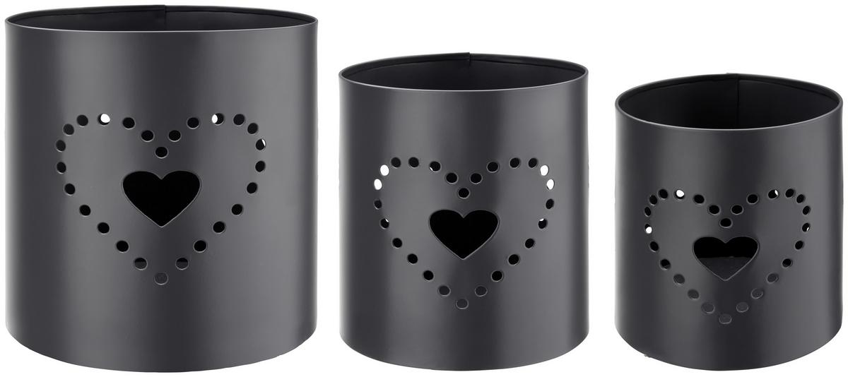 Laterne D/h: Ca. 12,5/12,5cm, Samira - Schwarz, MODERN, Metall (12,5/12,5cm) - Luca Bessoni