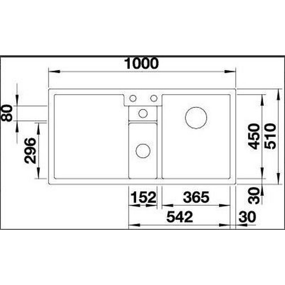 Fotografia produktu: Granitový drez Blanco Collectis 6 S, čierna, 100 cm, 51 cm, 19 cm