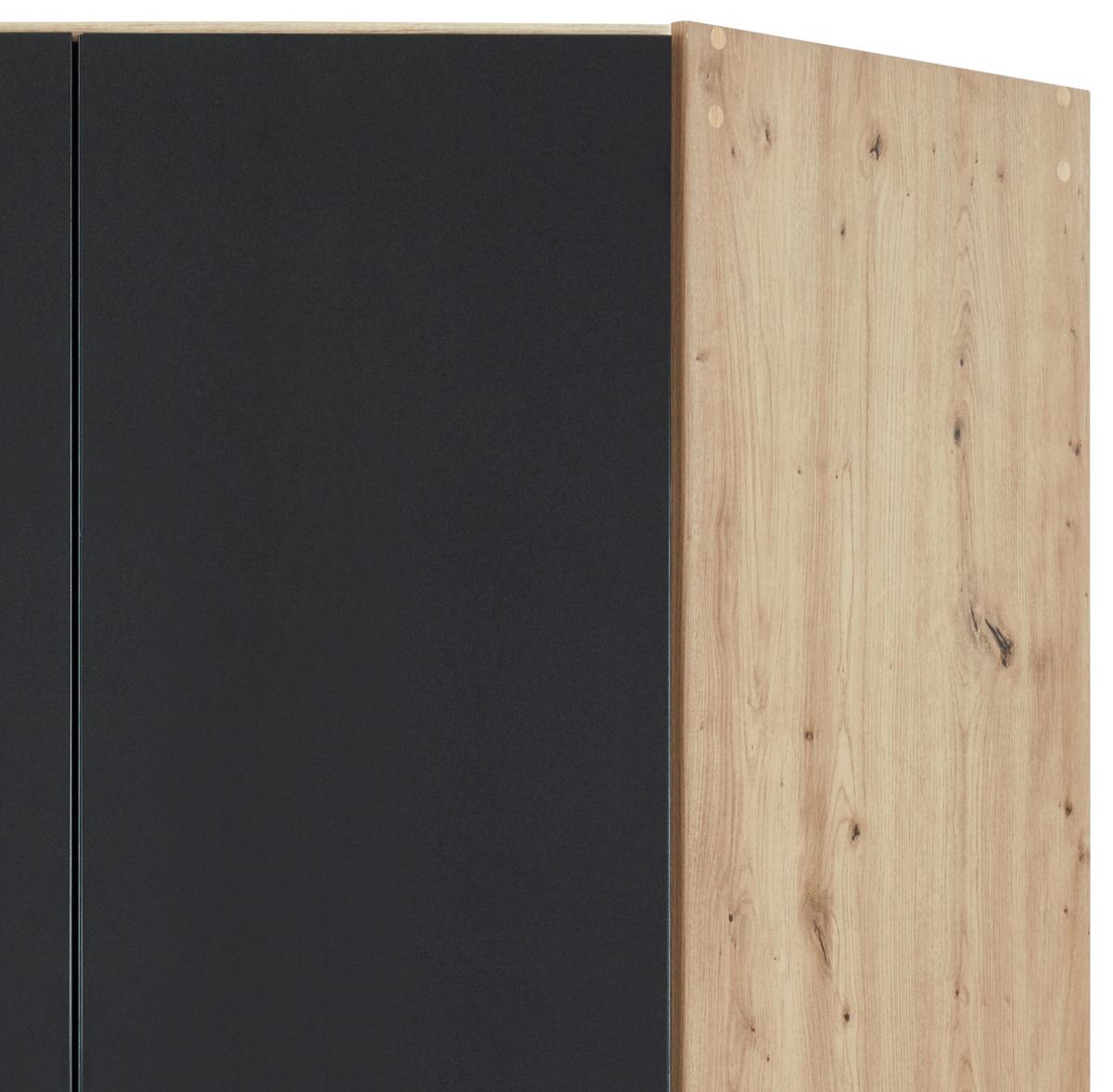 Sarokszekrény Celle Extra - Artisan tölgy/sötétszürke, Design, faalapú anyag (117/197/117cm)