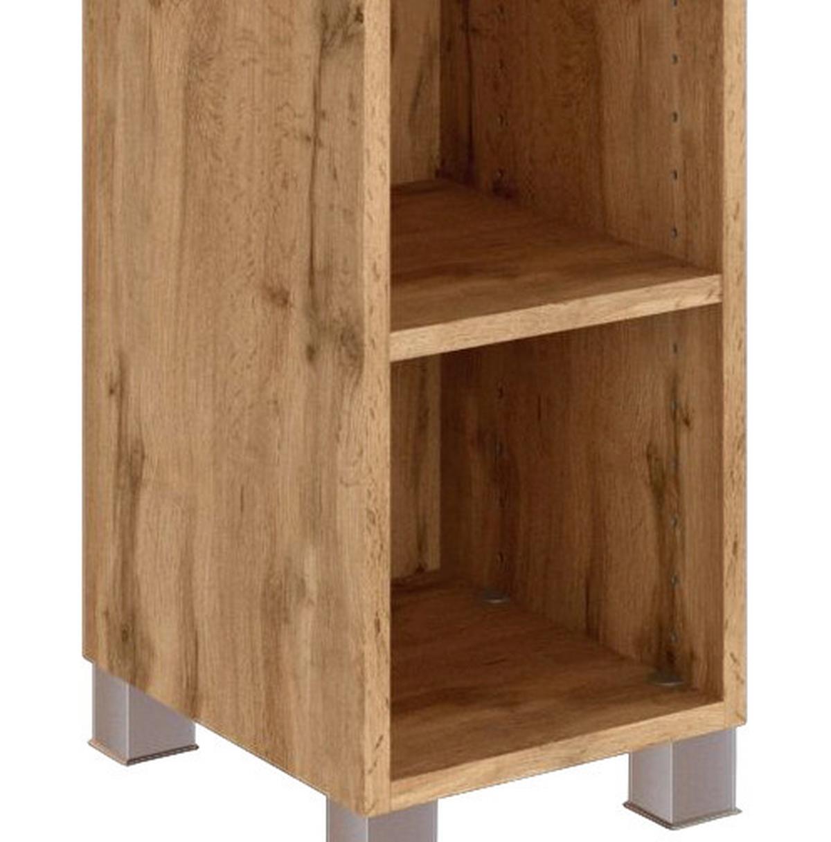 Badezimmerregal Wotaneiche Dekor 25x180 cm Helsinki - Eichefarben/Silberfarben, KONVENTIONELL, Holzwerkstoff (25/180/35cm) - Held