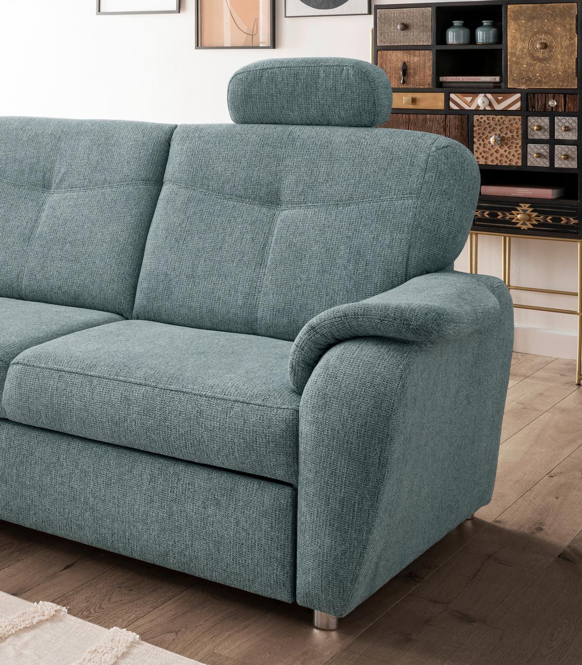 Eckschlafsofa Rosali Mintgrün S: 180x264 Cm - Chromfarben/Mintgrün, MODERN, Textil (180/264cm) - Livetastic