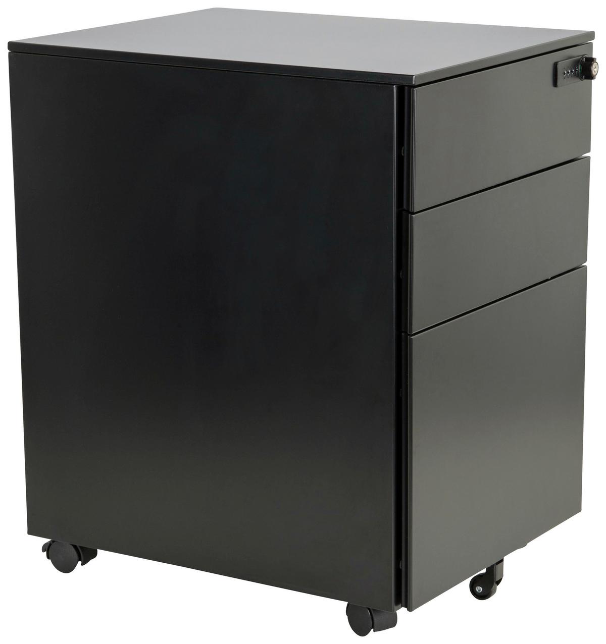 Rollcontainer Color Os I Schwarz - Schwarz, MODERN, Kunststoff/Metall (39/60/50cm) - MID.YOU