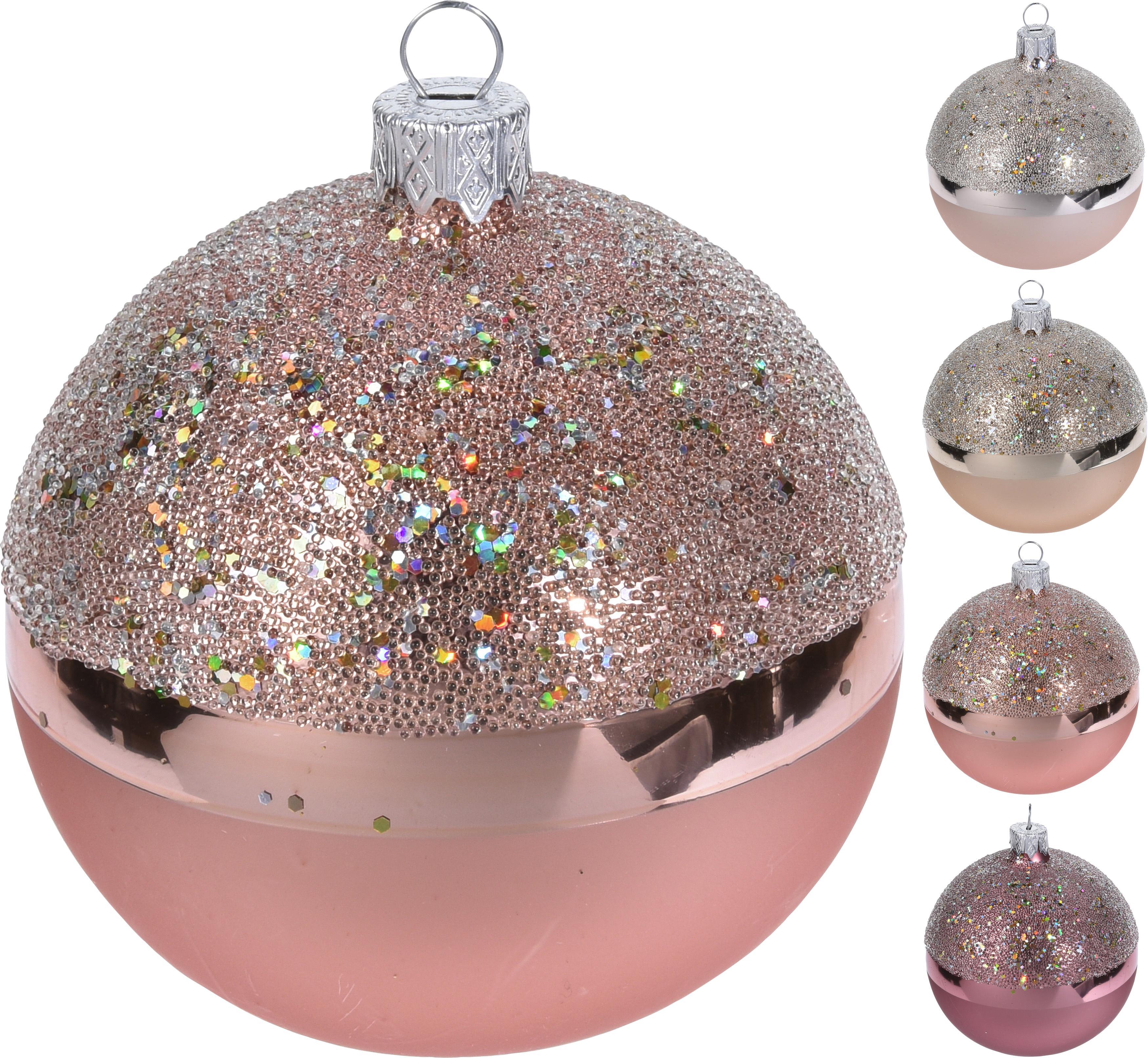 Karácsonyfa Gömb Rosetta - Sötét rózsaszín/Rózsaszín, modern, Üveg (8cm)