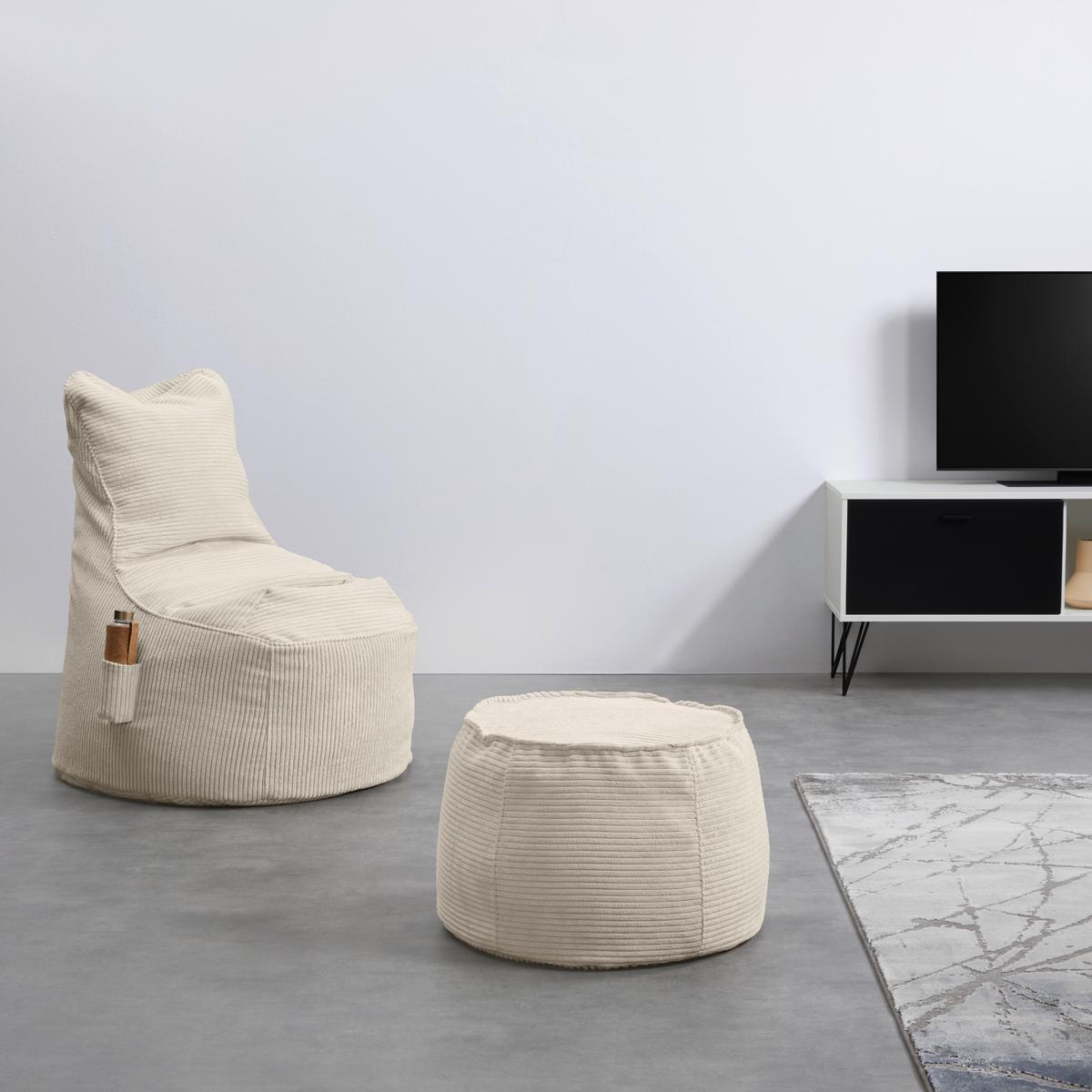 Taburet LUCYLLA, bílý manšestr - bílá, Moderní, textil (60/60/38cm) - Mömax