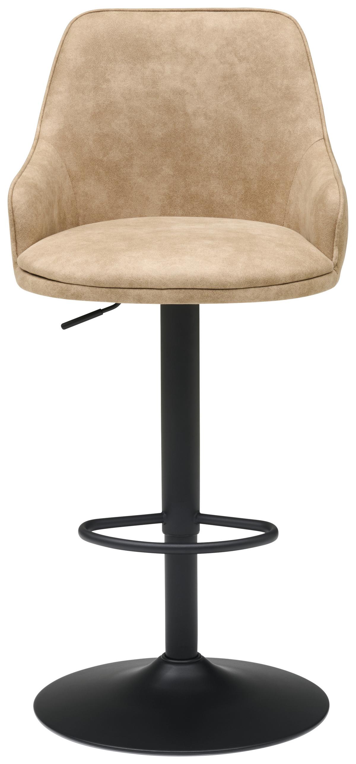 Barhocker Höhenverstellbar Mit Lehne Weda Webstoff Beige - Beige/Schwarz, KONVENTIONELL, Textil/Metall (50/90-111/51cm) - MID.YOU