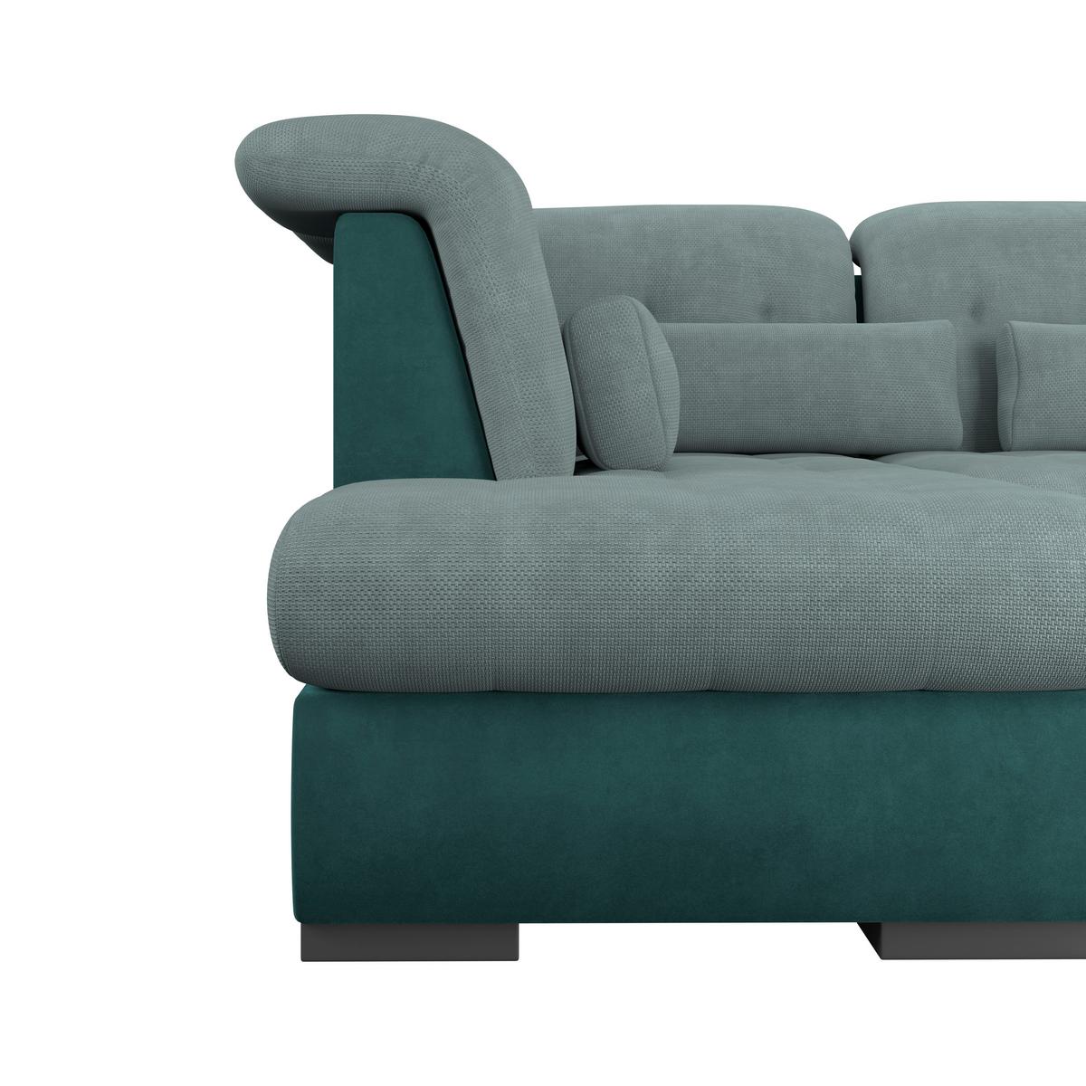 Wohnlandschaft Madera Mit Schlaffunktion Grün - Türkis/Blau, KONVENTIONELL, Kunststoff/Textil (212/358/190cm)