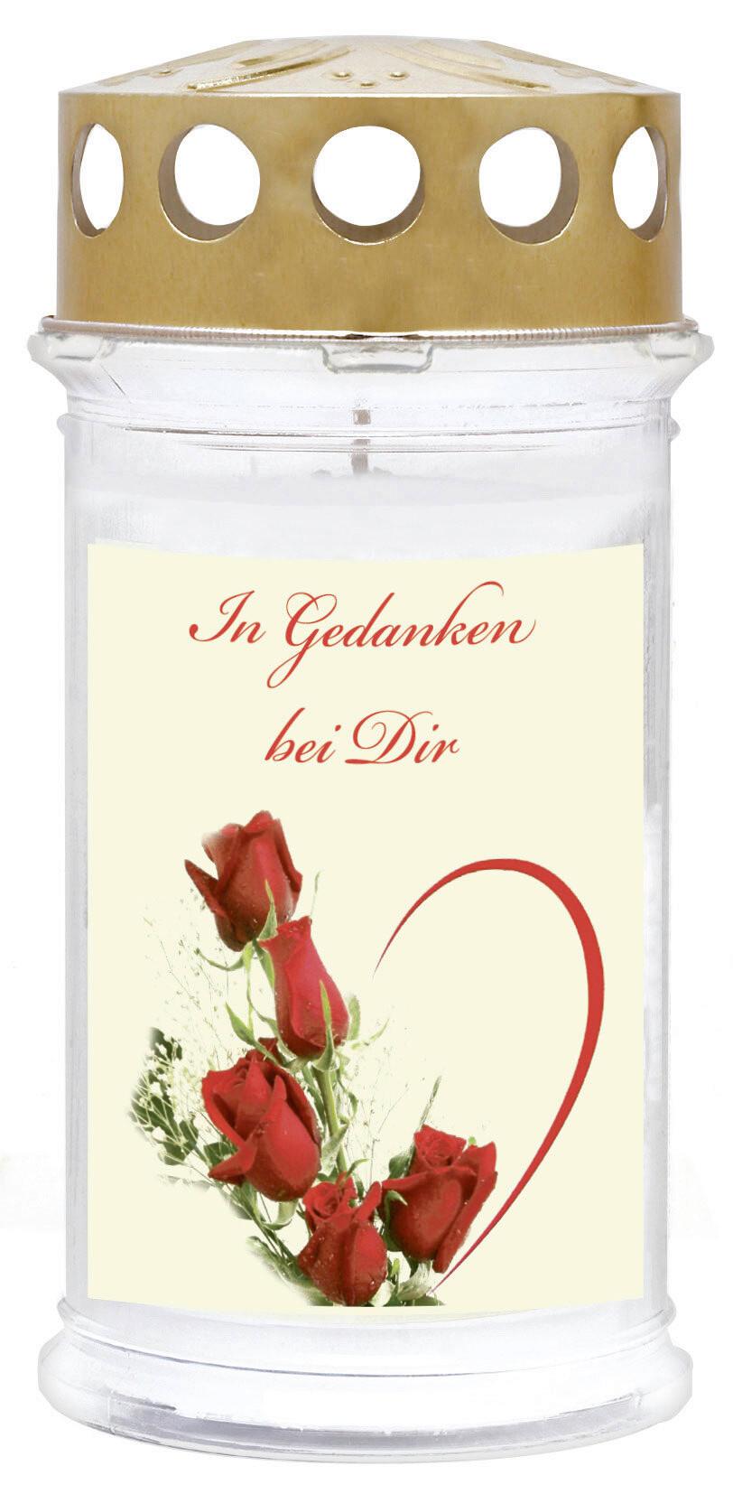 Grabkerze In Gedanken - Goldfarben/Weiß, Basics (7,7/18/7,7cm)