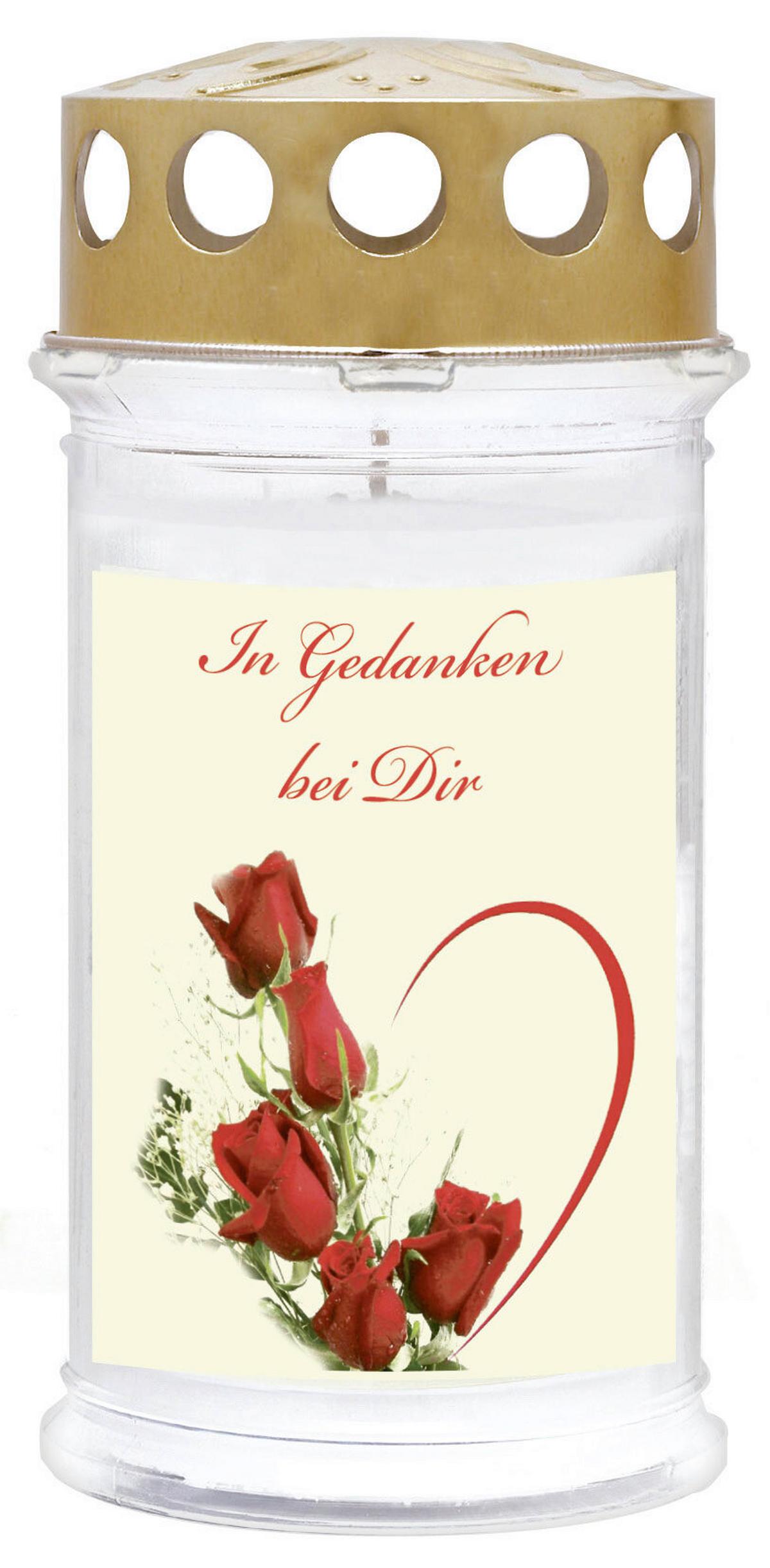 Grabkerze In Gedanken - Goldfarben/Weiß, Basics (7,7/18/7,7cm)