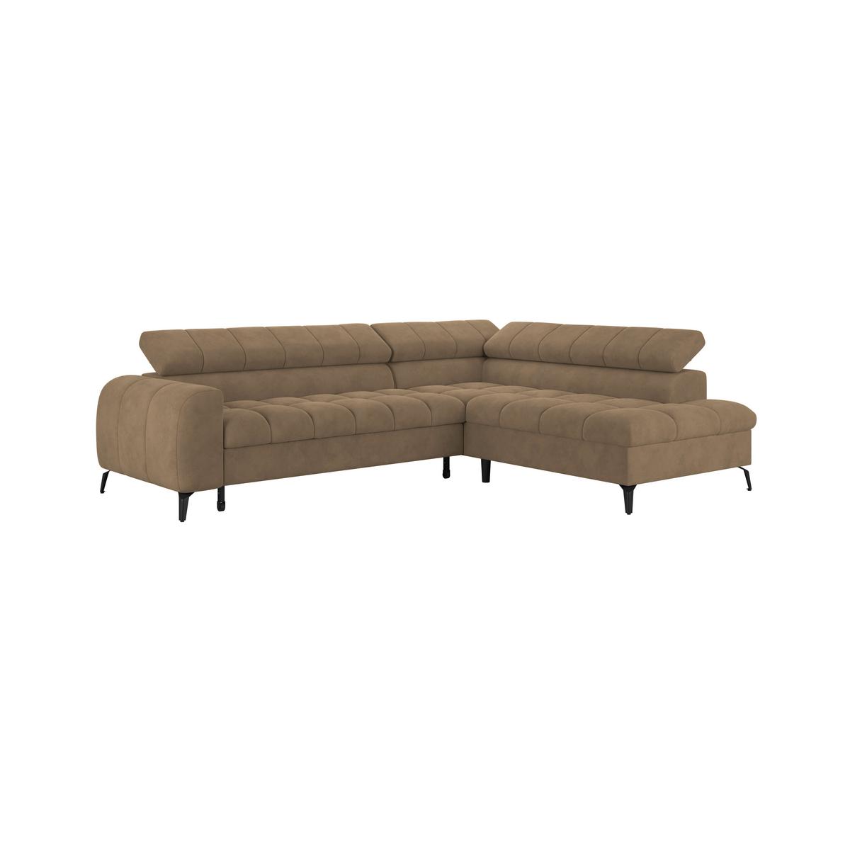 Ecksofa Volf Rechts New Braun, S: 261x203 cm - Schwarz/Braun, Trend, Kunststoff/Textil (261/203cm)