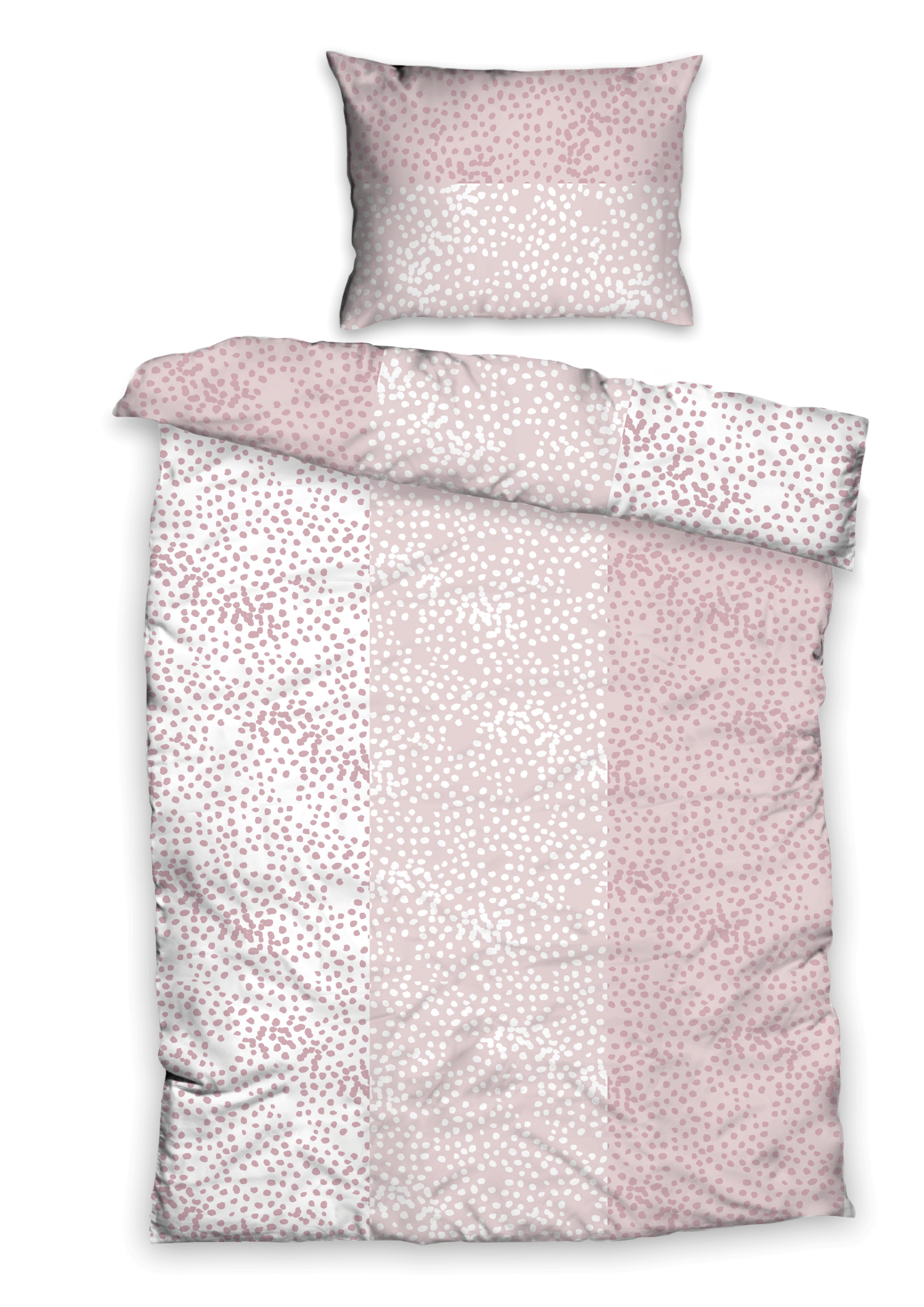 Povlečení Greta, 140/200cm, Růžová - bílá/růžová, Basics, textil (140/200cm)