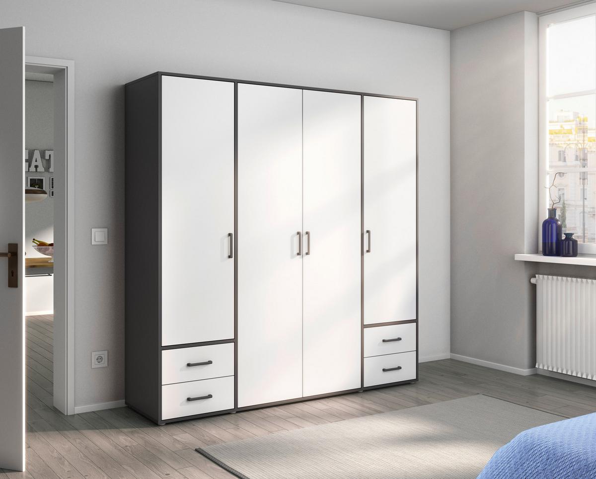 Drehtürenschrank Voyager Grau,weiß B: 187 Cm - Weiß/Grau, MODERN, Holzwerkstoff (187/194/53cm) - Rauch Möbel